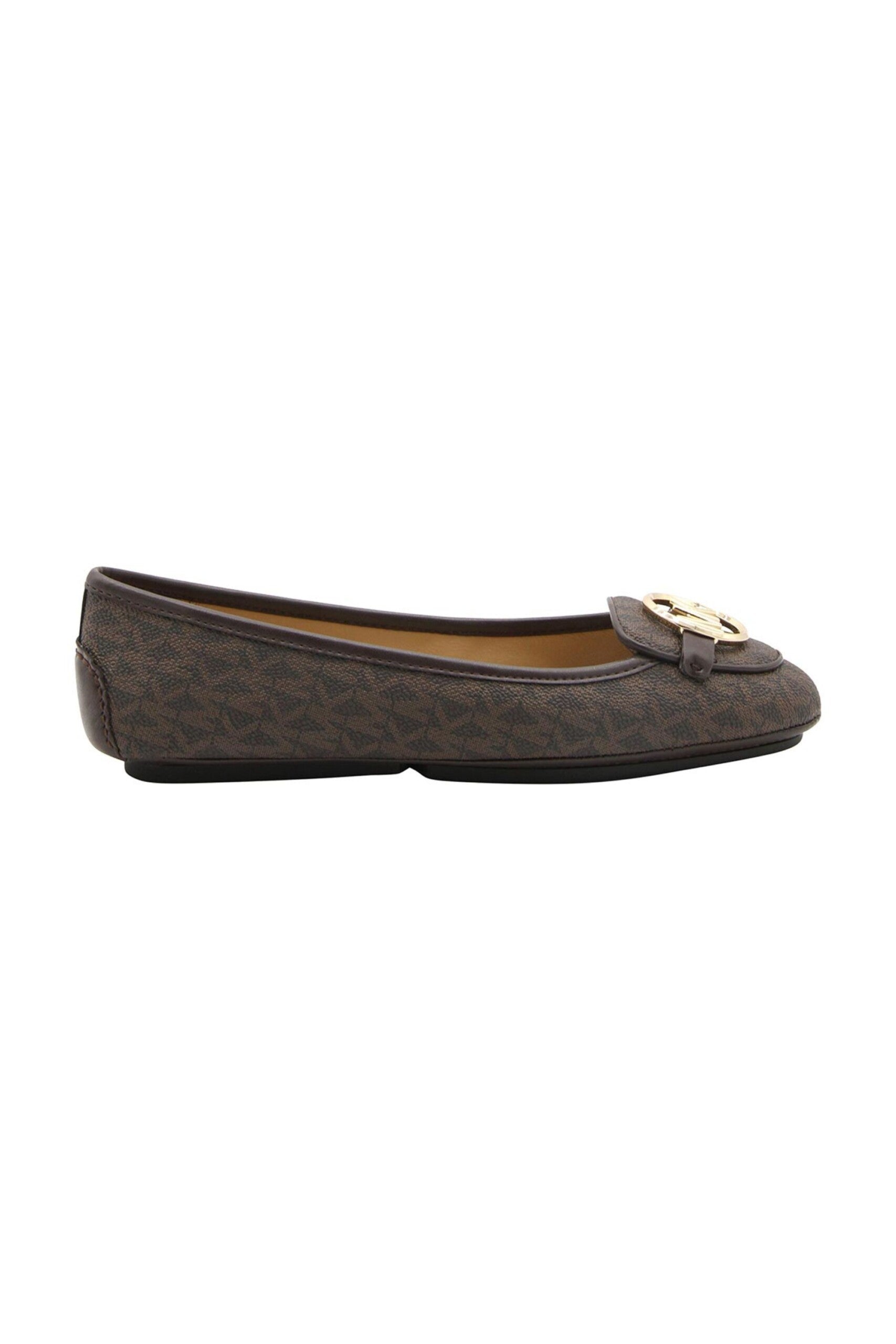 Michael Kors Mac Flat Lillie Marrone vista laterale
