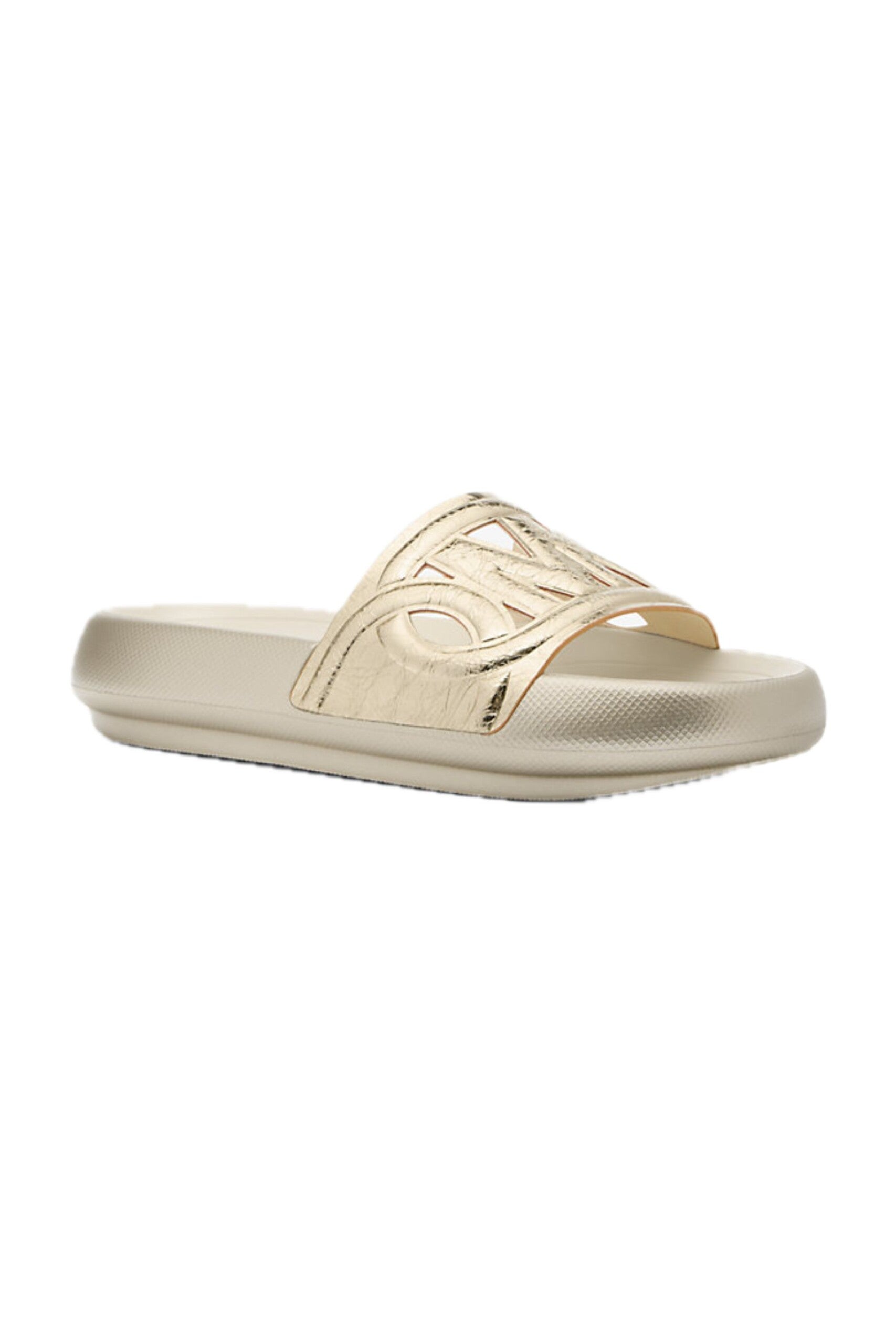 Michael Kors Splash Slide Pale Gold vista tre quarti