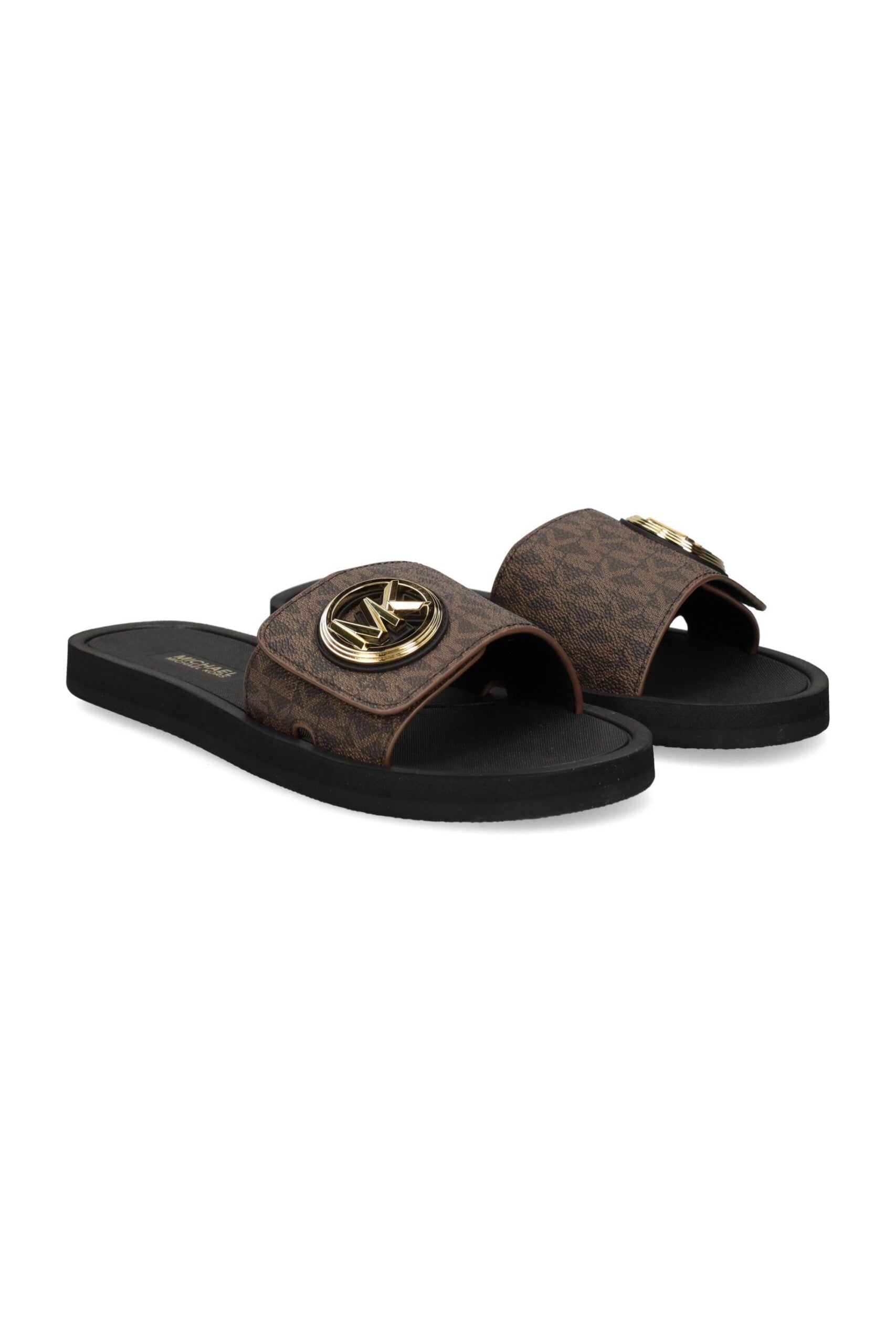 Michael Kors Charm Slide Marrone vista tre quarti