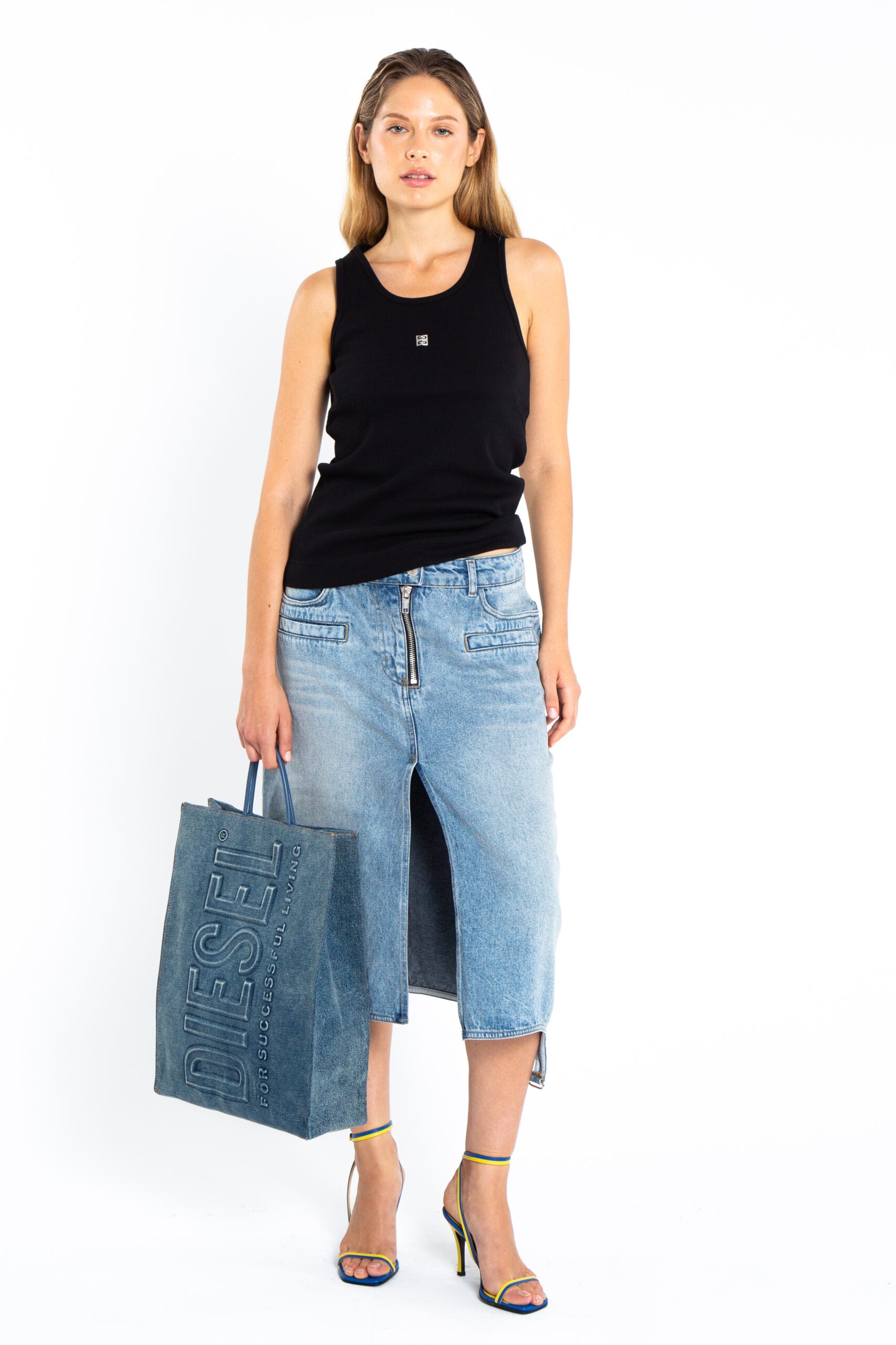 Diesel Tragetasche aus blauem Denim-3