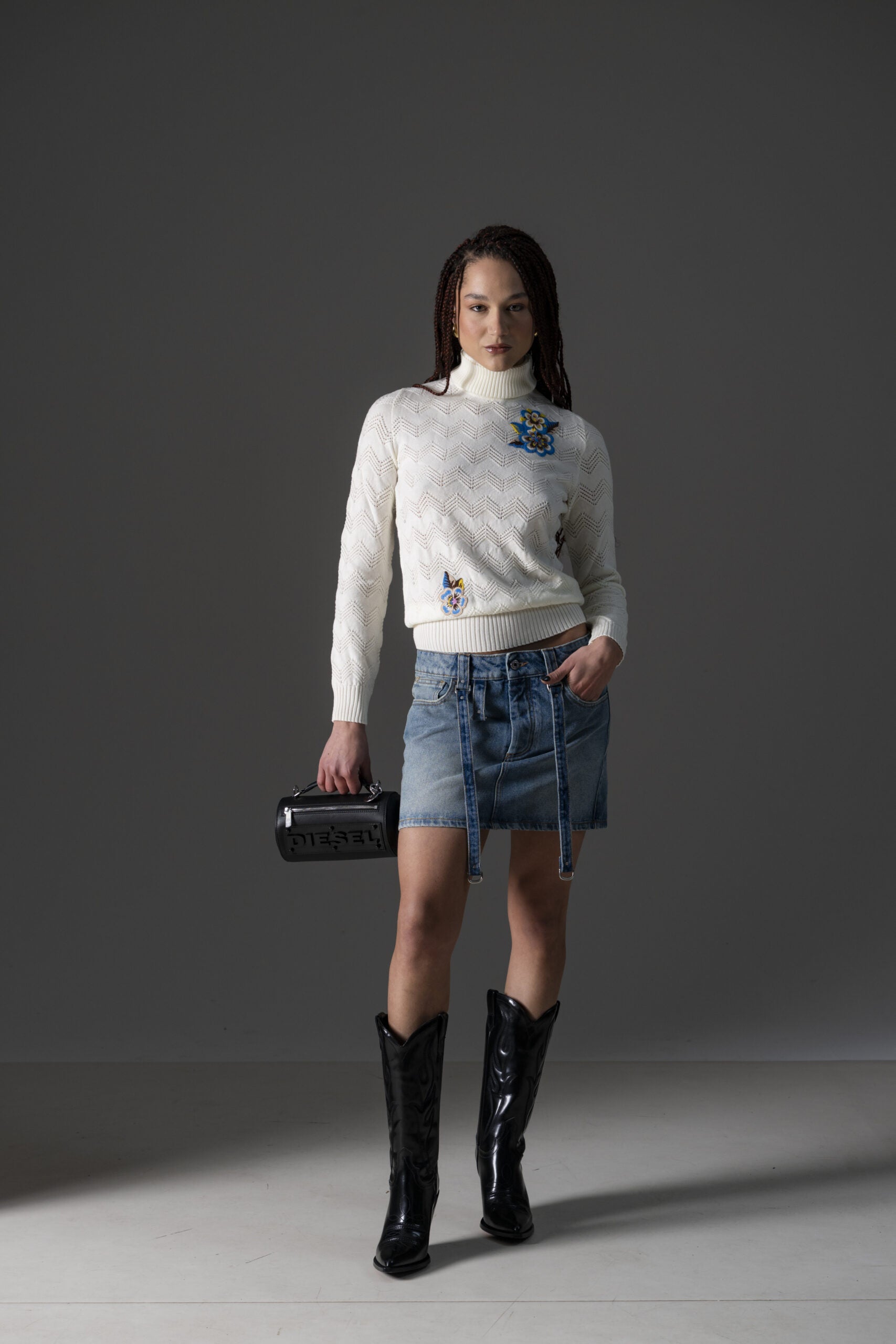Off White Denim Mini Skirt