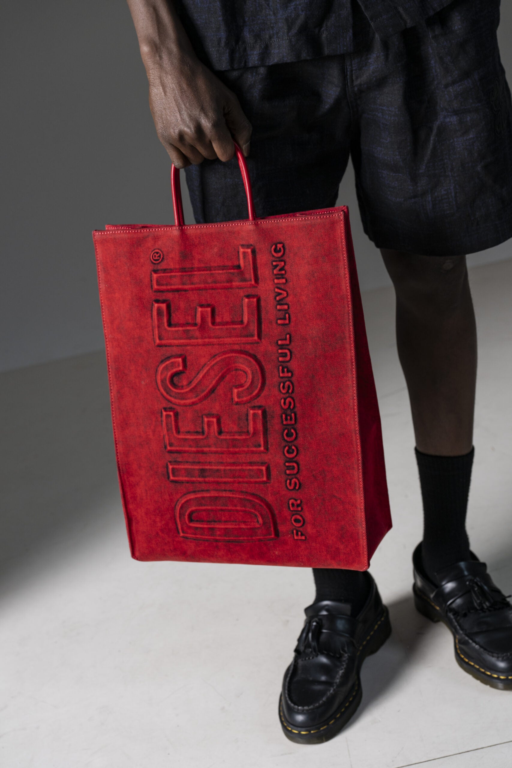 Diesel Borsa Tote in Denim e Pelle-4