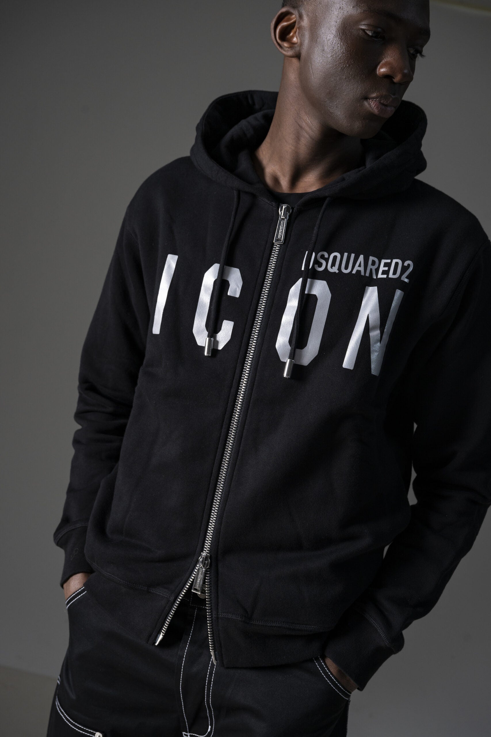 Dsquared2 Felpa Zip con Logo ICON Reflective-3