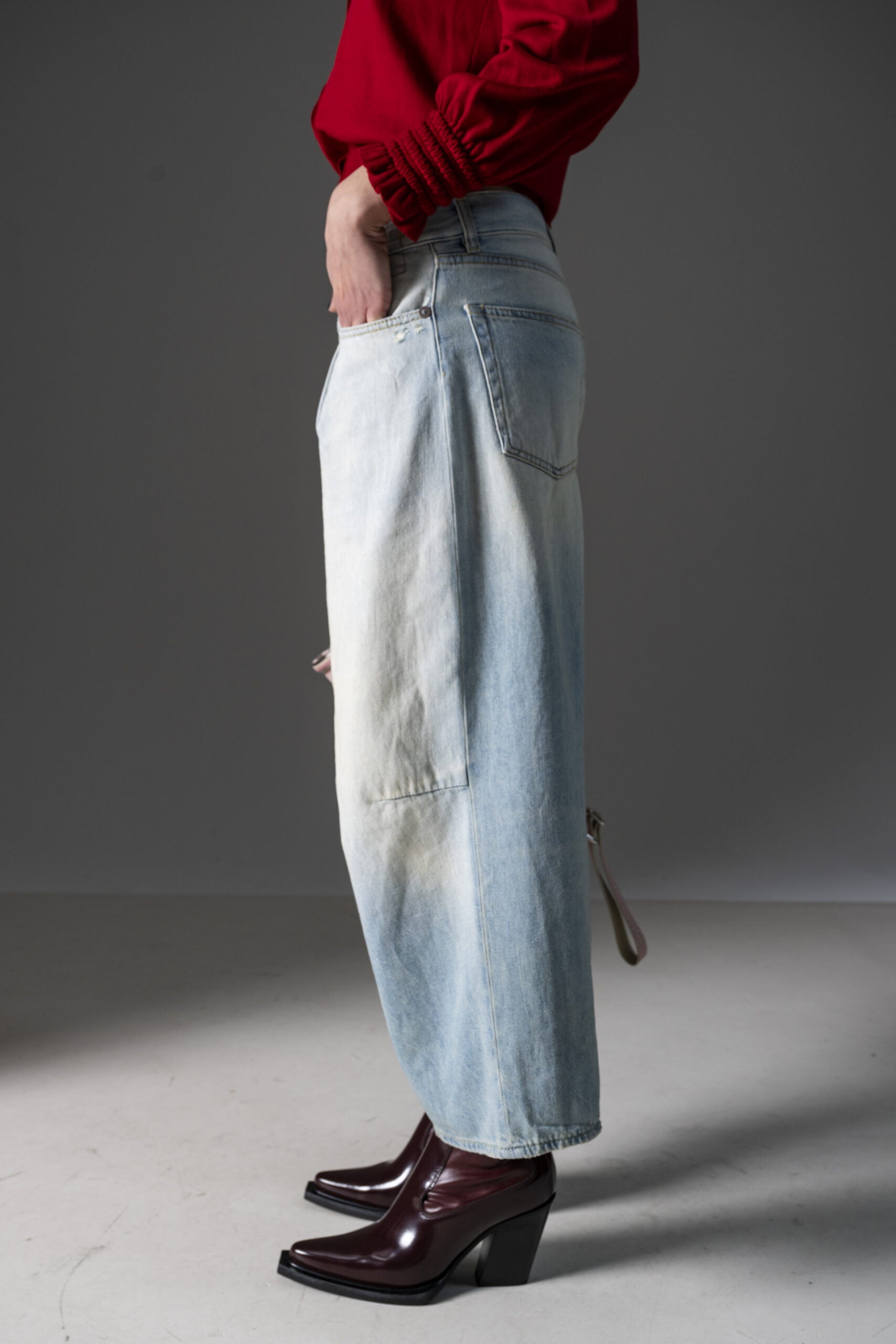 R13 Cropped-Jeans mit weitem Bein-3