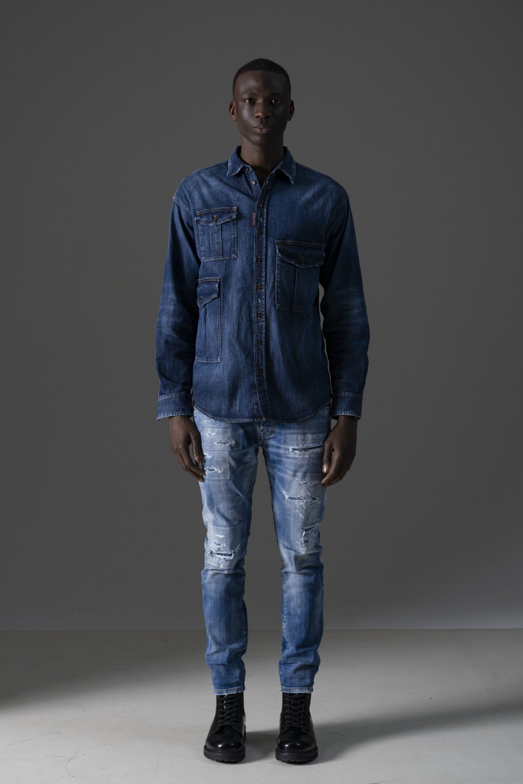 Dsquared2 Camicia in Denim lavaggio scuro-1