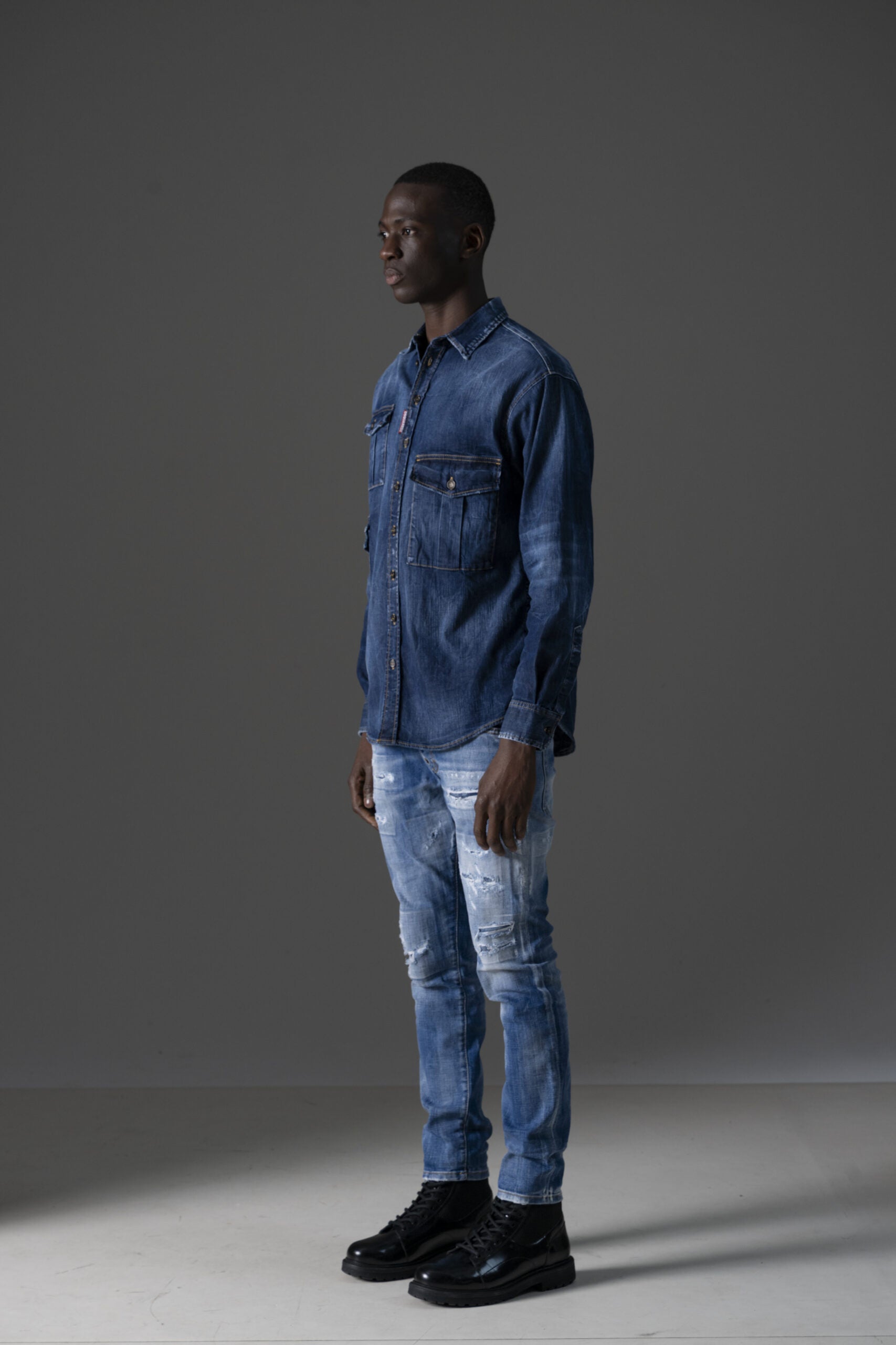 Dsquared2 Camicia in Denim lavaggio scuro-2