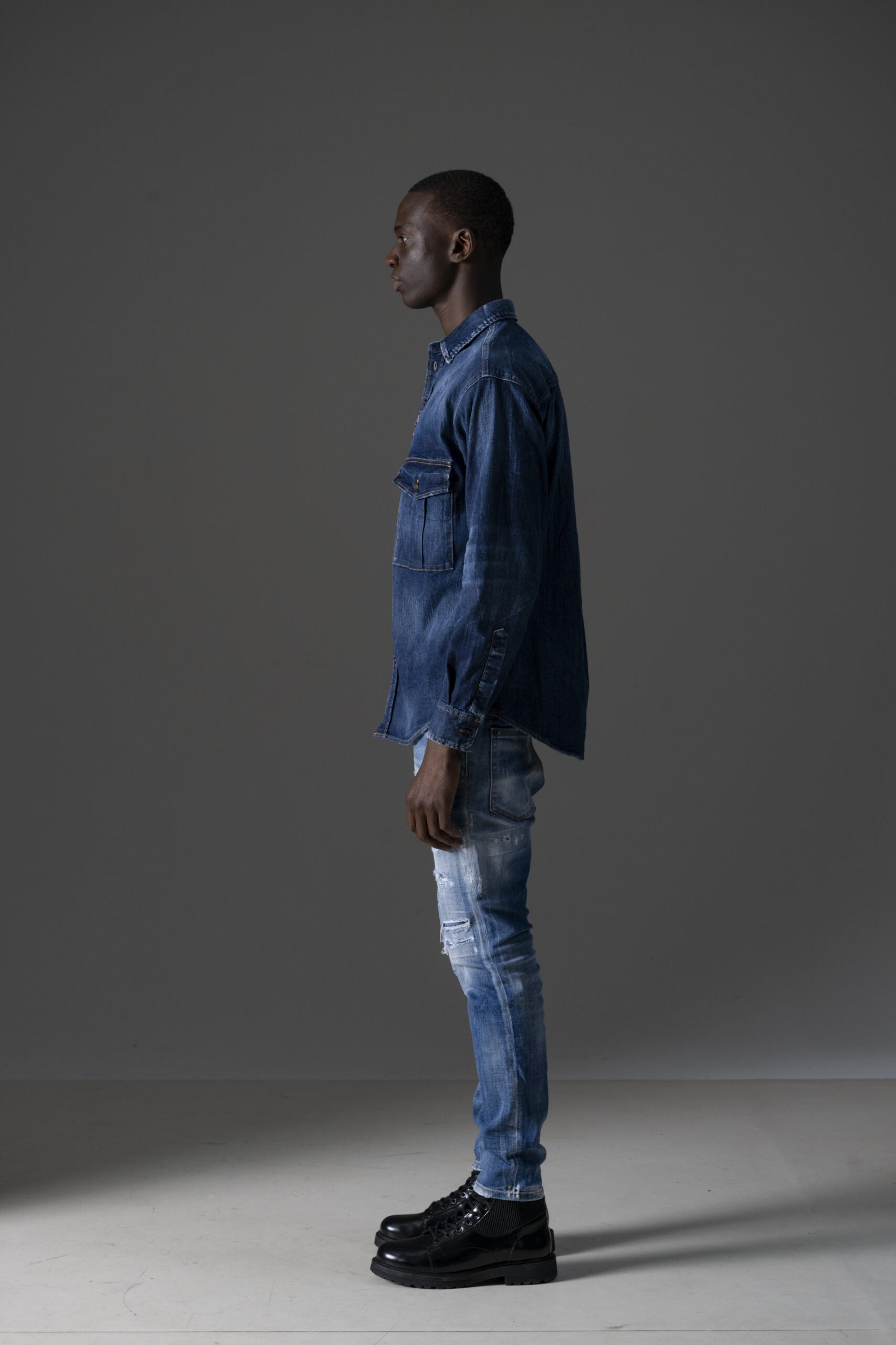 Dsquared2 Camicia in Denim lavaggio scuro-3