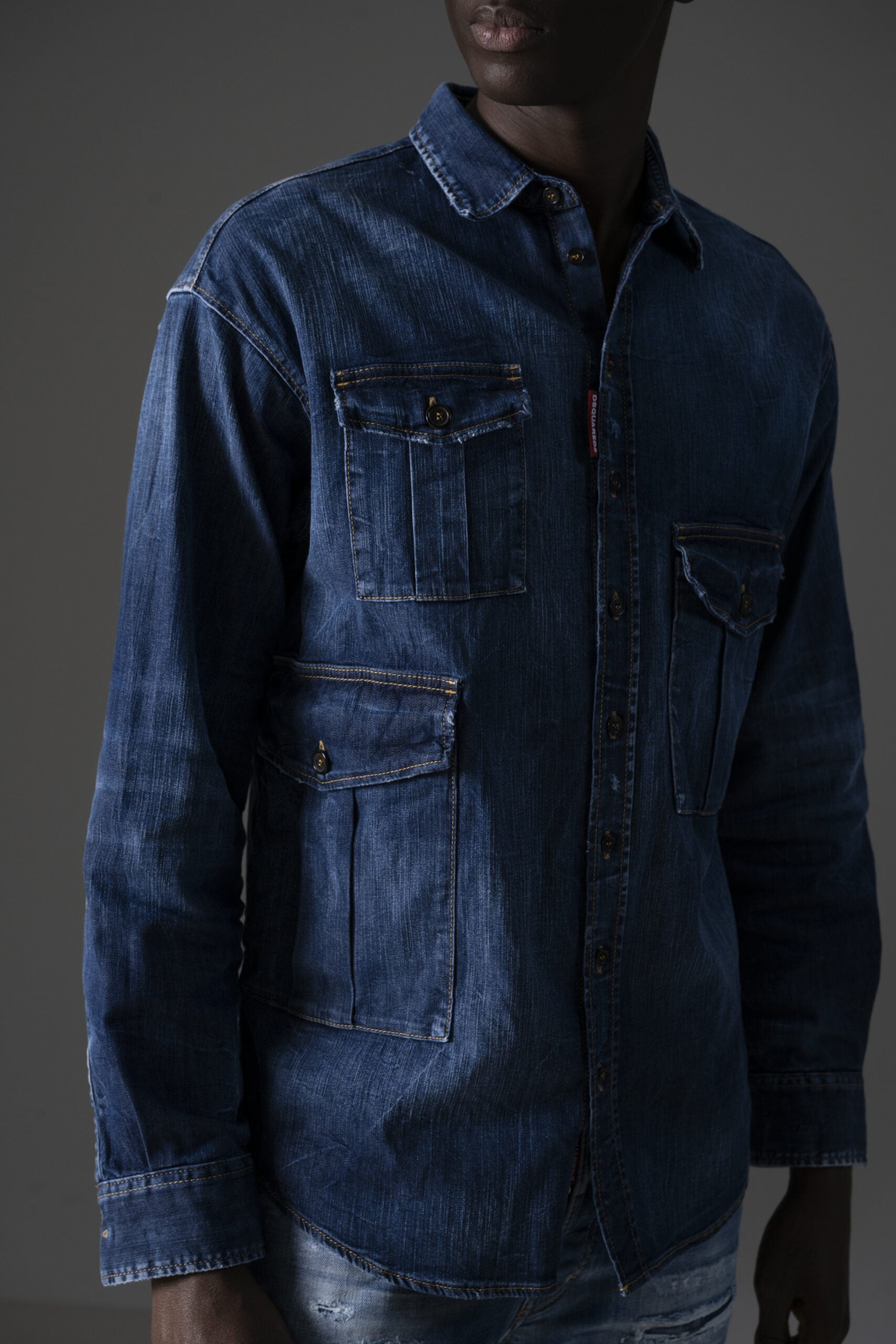 Dsquared2 Camicia in Denim lavaggio scuro-5
