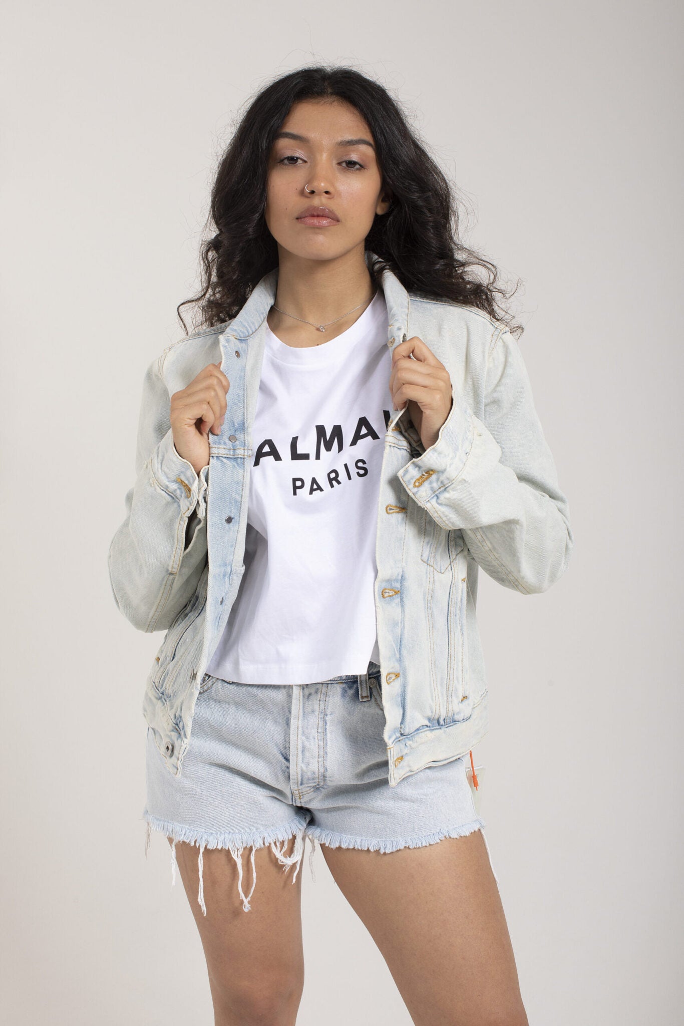 Off White Giacca Denim Diag Con Logo-2