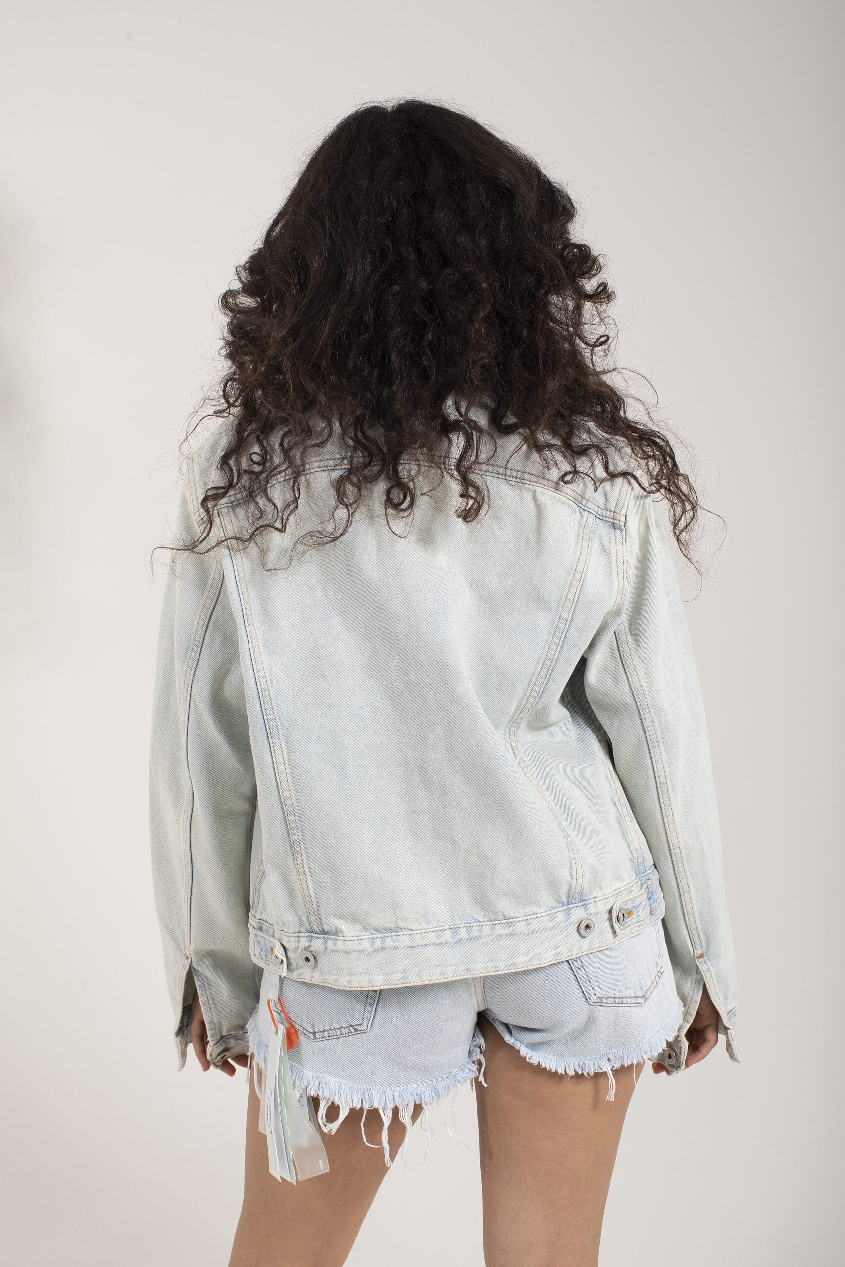 Off White Giacca Denim Diag Con Logo-3