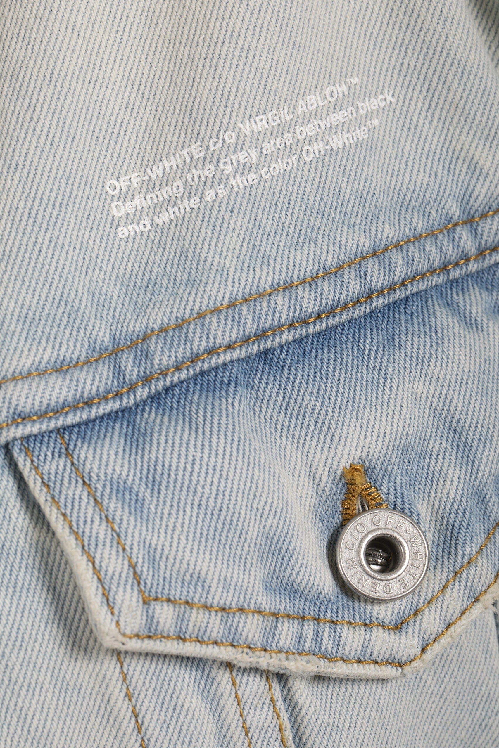 Off White Giacca Denim Diag Con Logo-4