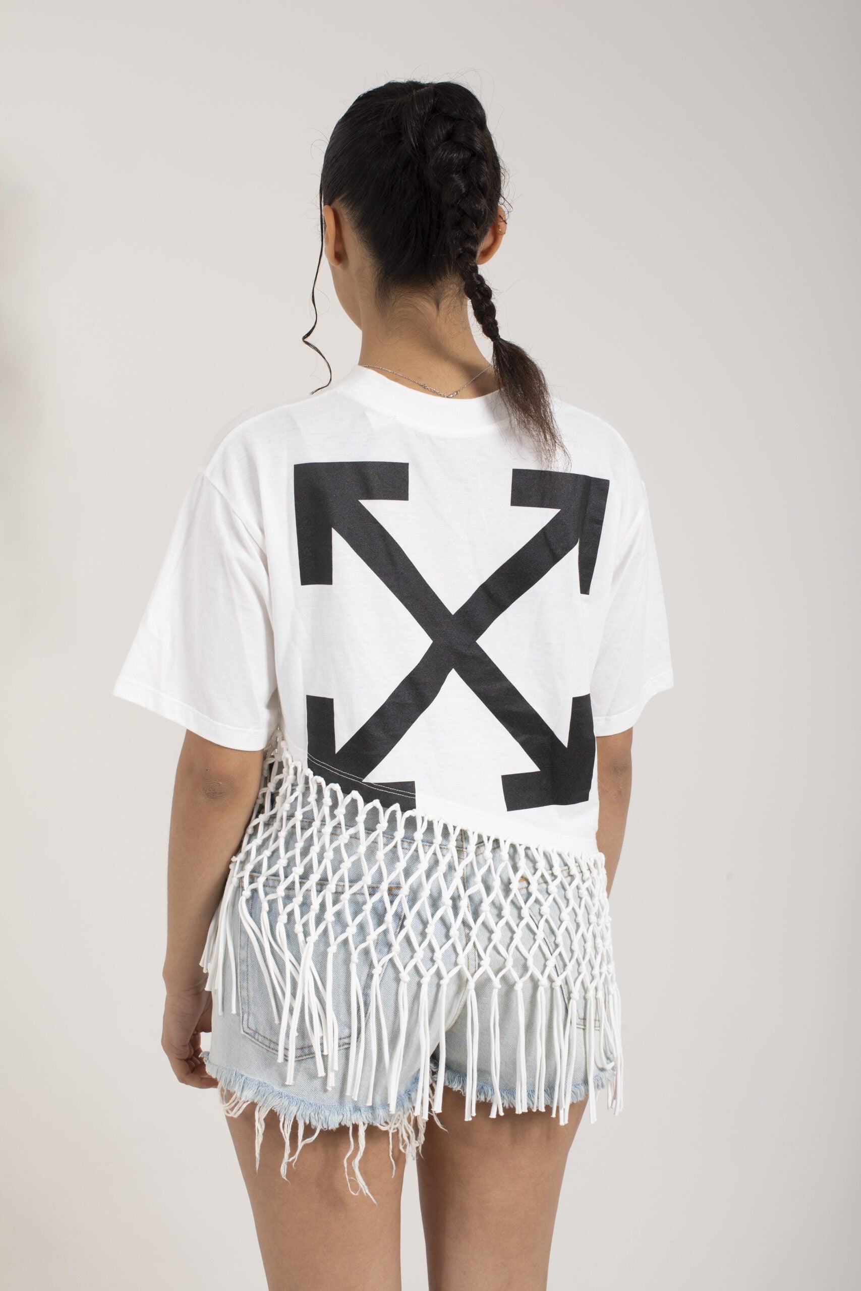 Off White T Shirt Regular A Rete Con Logo