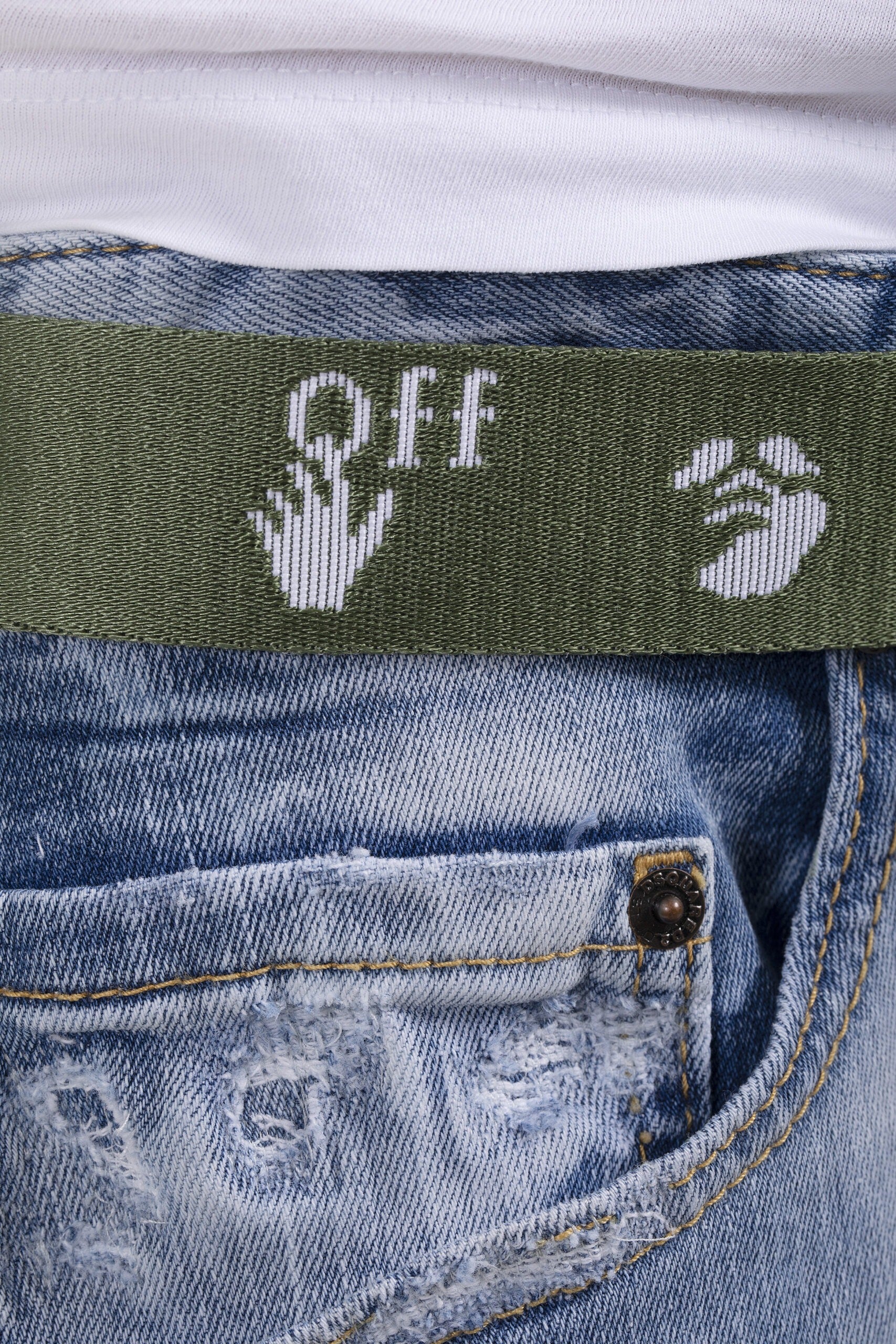 Off White Cintura Verde Con Ricamo-4
