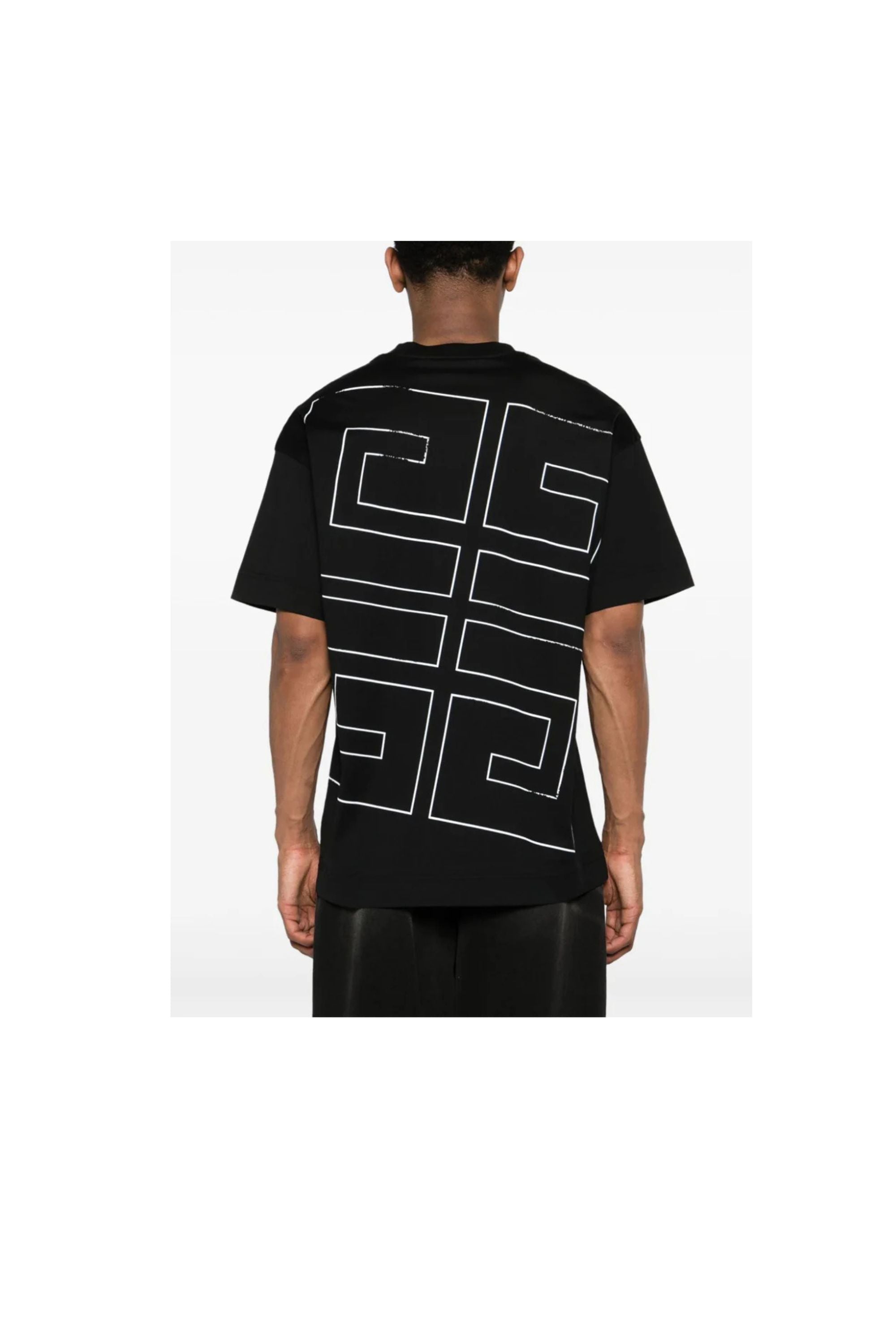 Givenchy T shirt con logo 4G nera vista retro