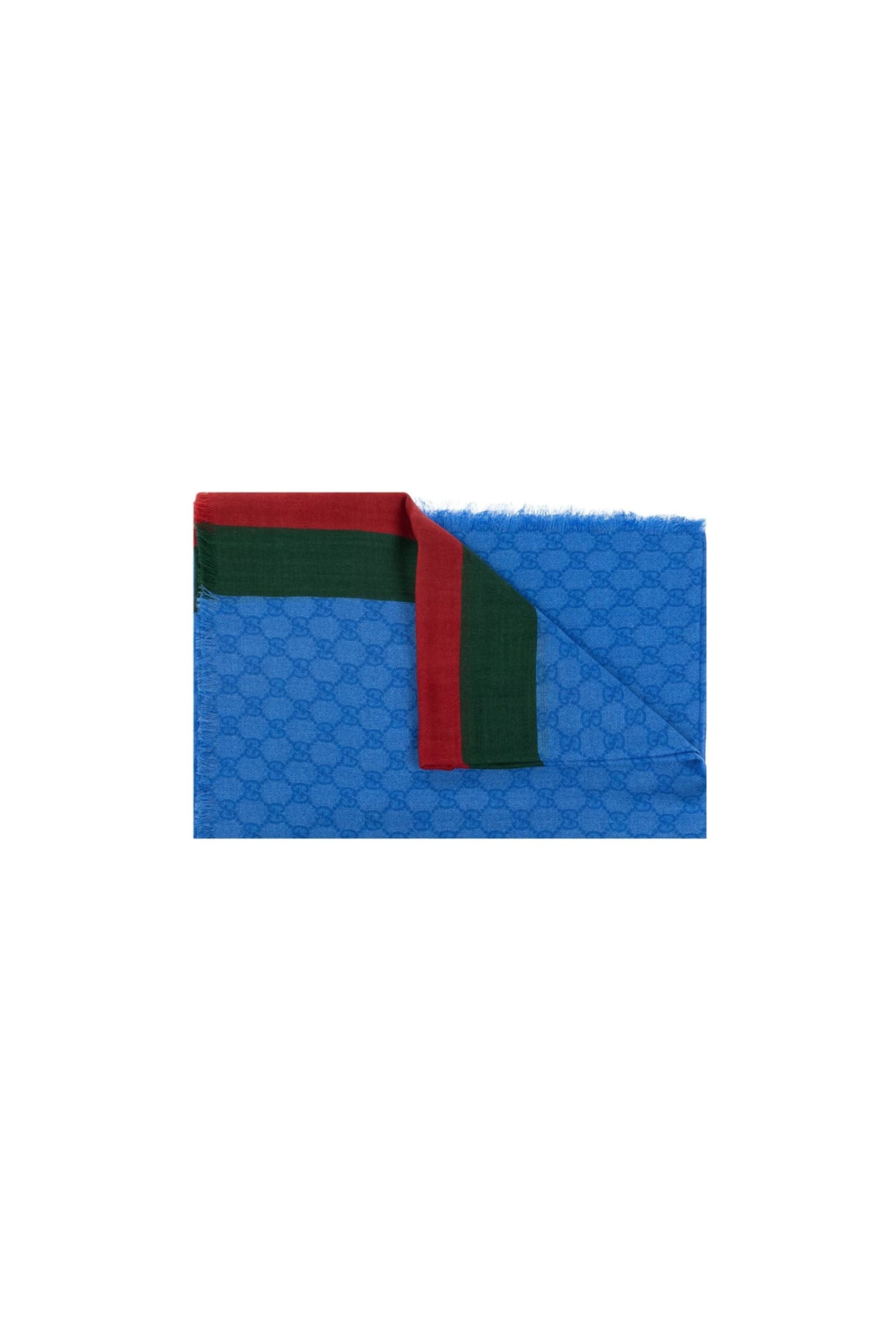 Gucci Sciarpa in Lana GG blu vista laterale