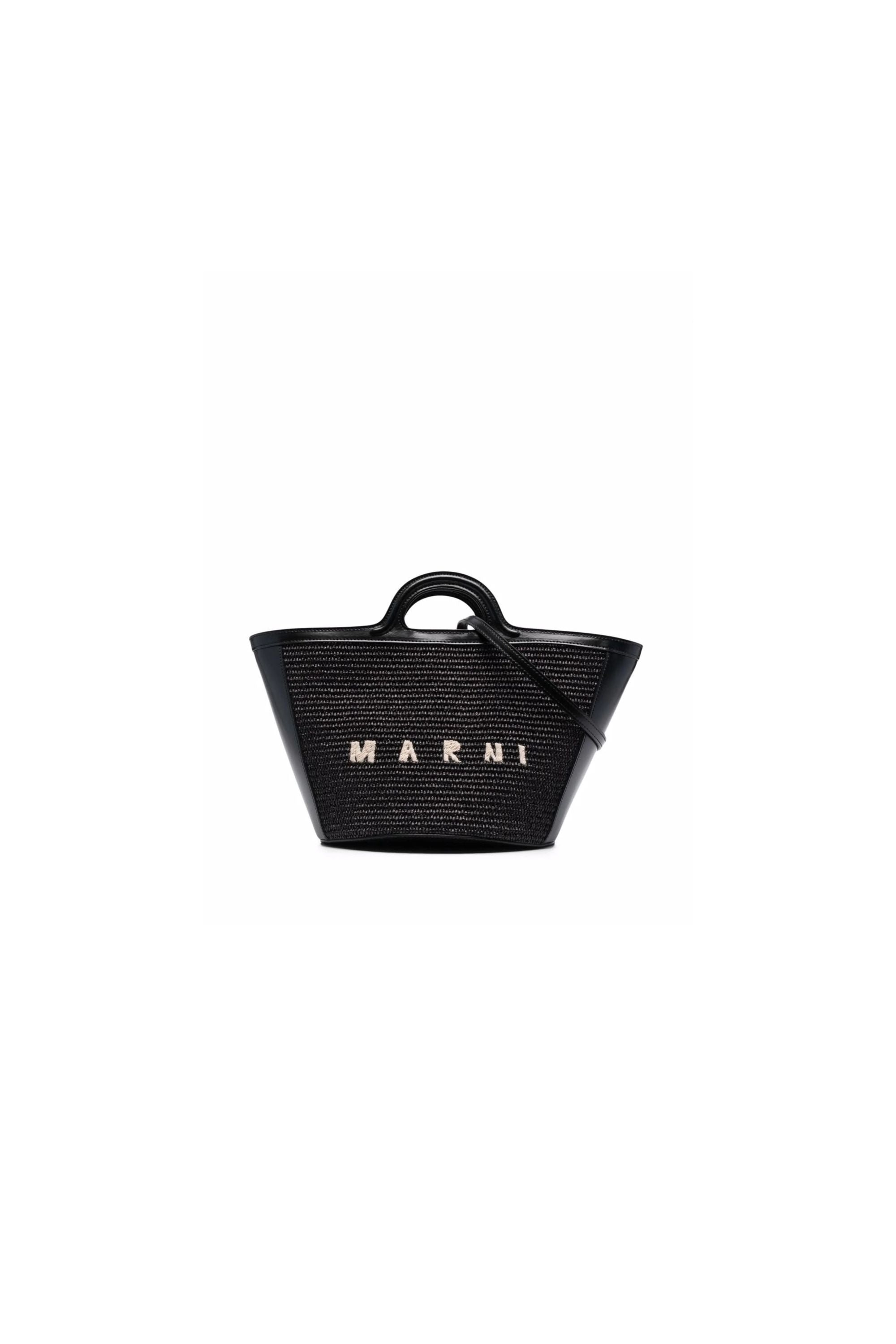 Marni Borsa Piccola Intrecciata Tropicalia nera vista frontale