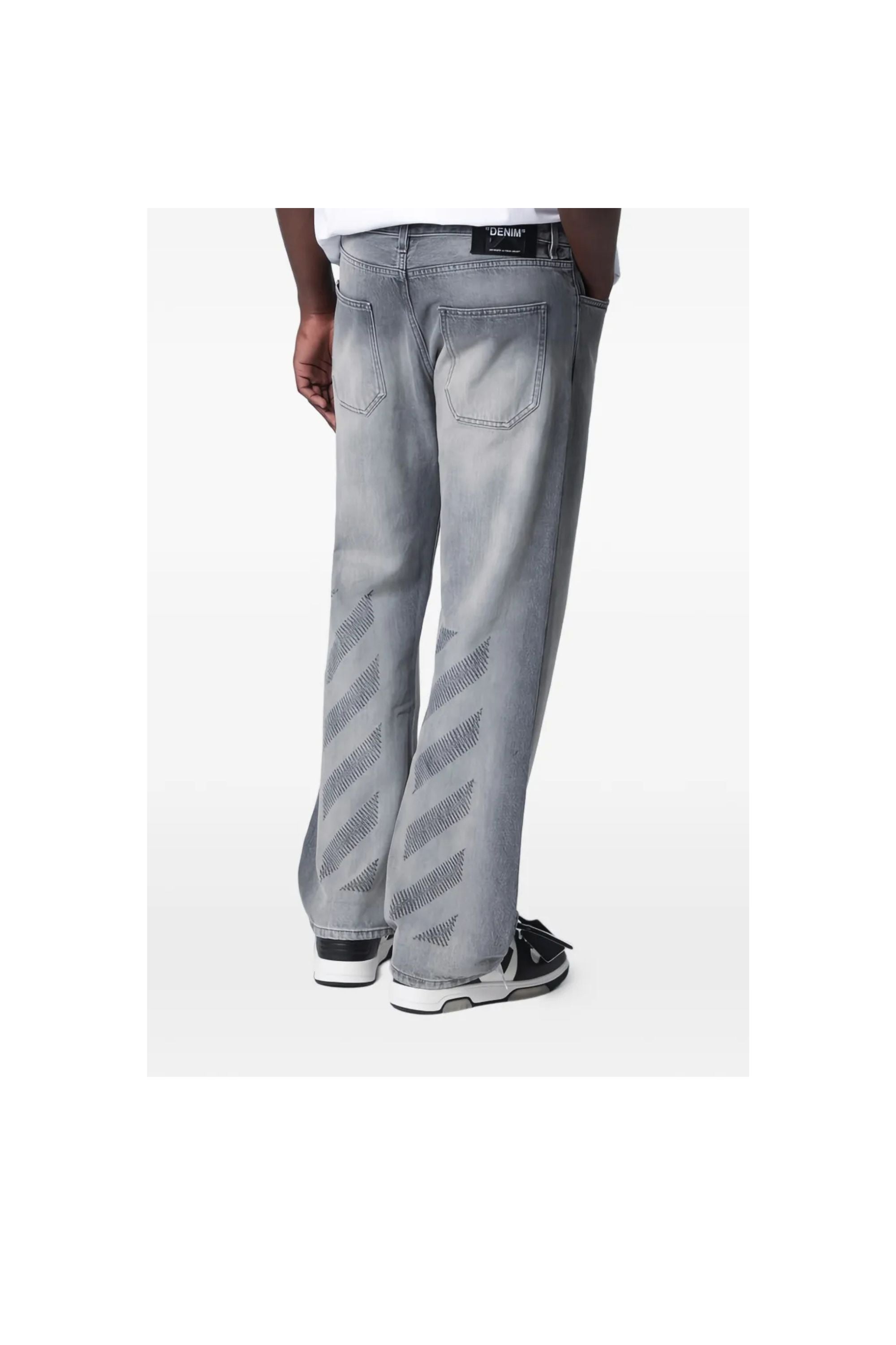 Off White Jeans a Sigaretta Faded Grey vista retro