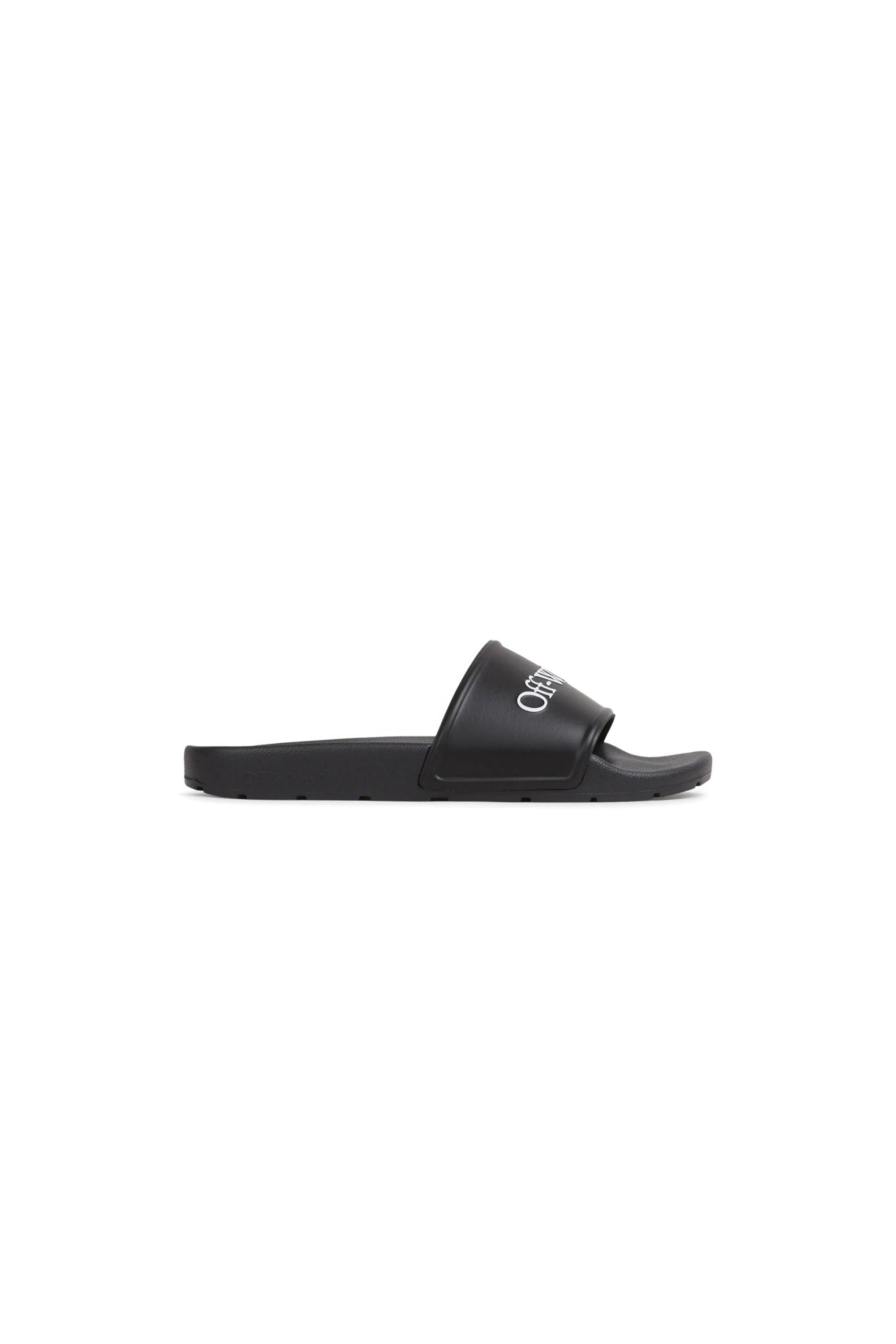 Off White Sandali Slides Bookish con Logo vista laterale