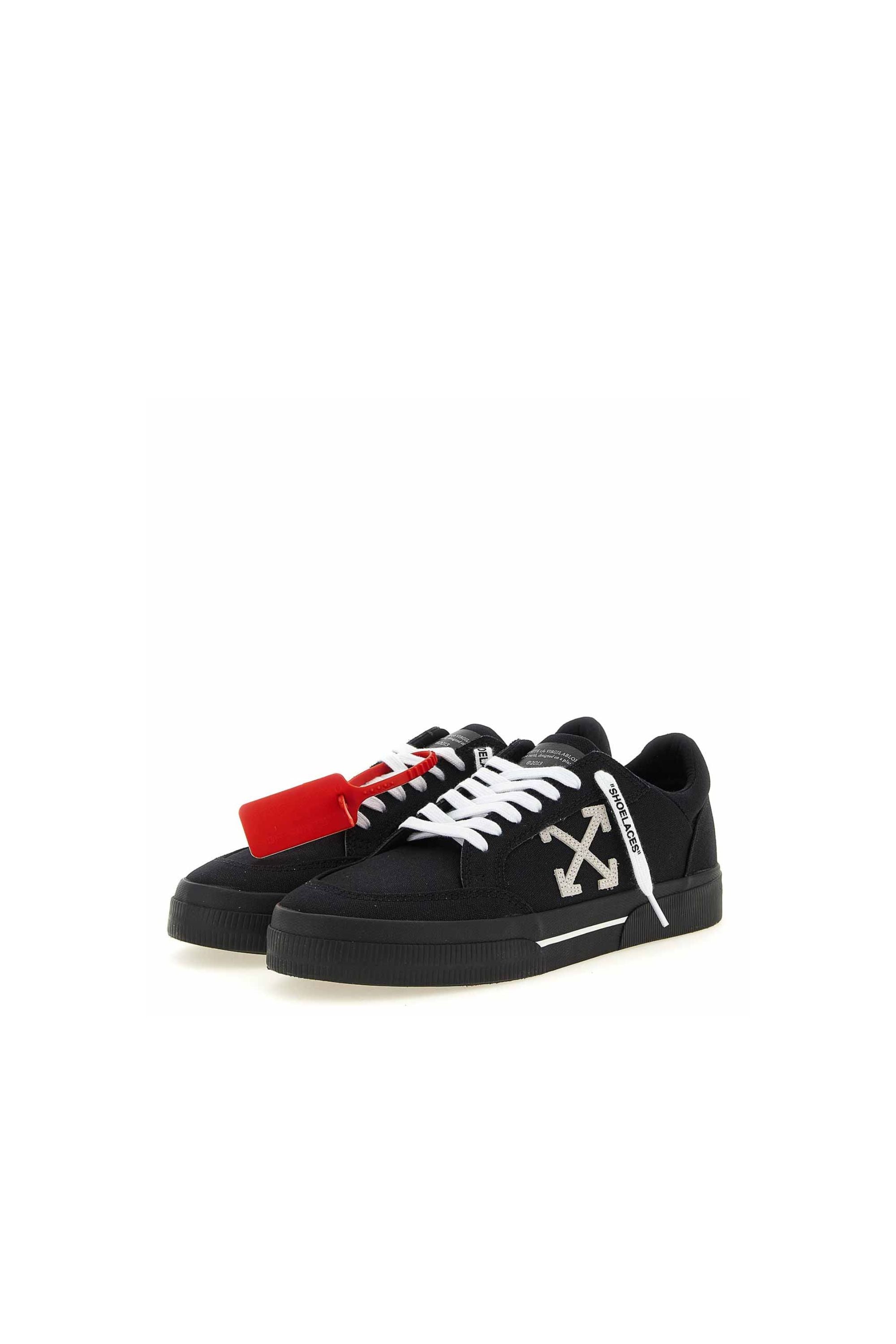 Off White Sneakers New Low Vulcanized nere vista laterale 2