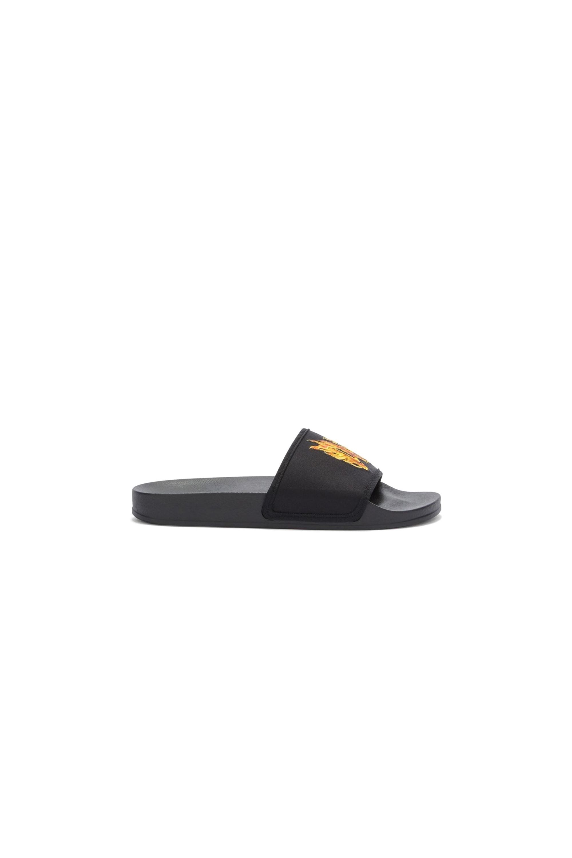 Palm Angels Ciabatte con Logo PA Flame vista laterale