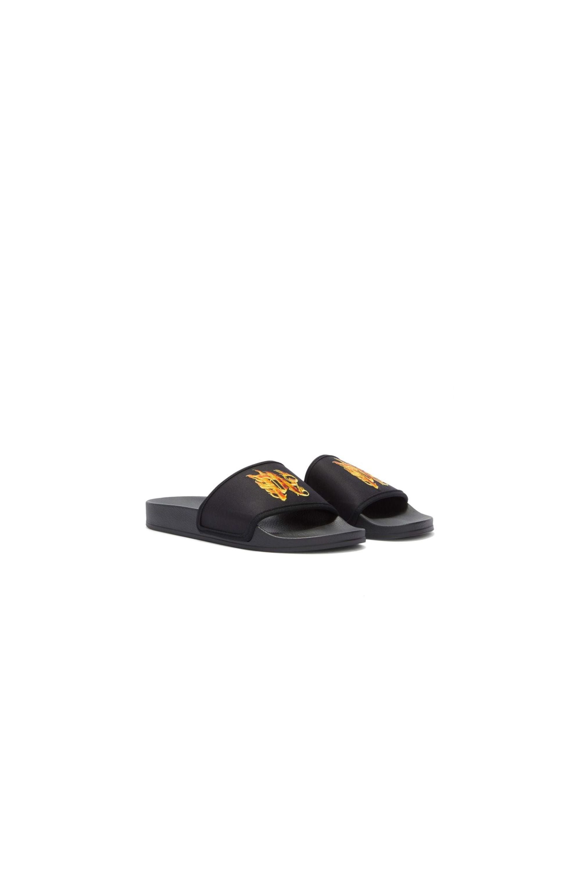 Palm Angels Ciabatte con Logo PA Flame vista trequarti