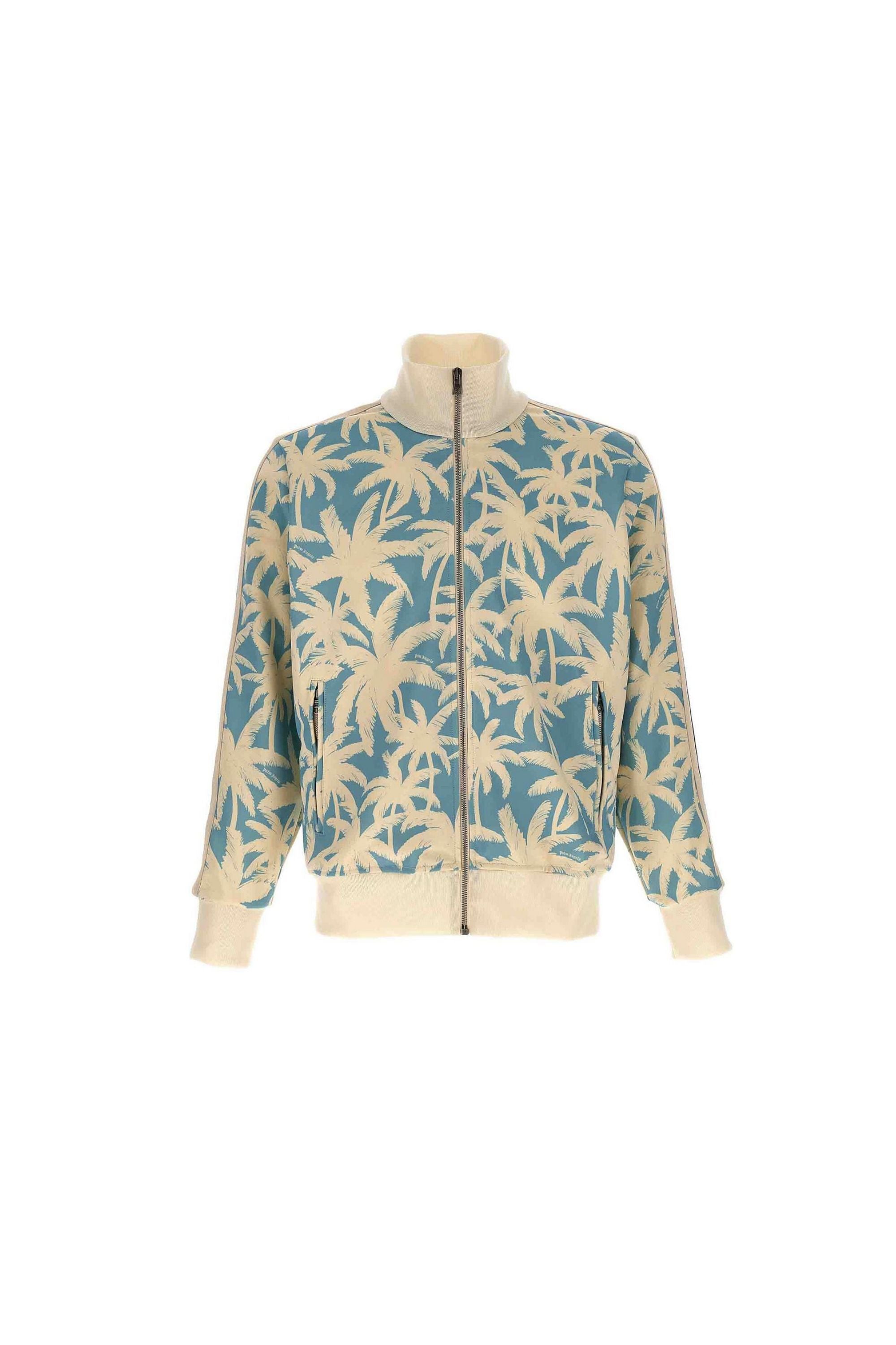 Palm Angels Felpa Zip con Stampa All-Over vista frontale