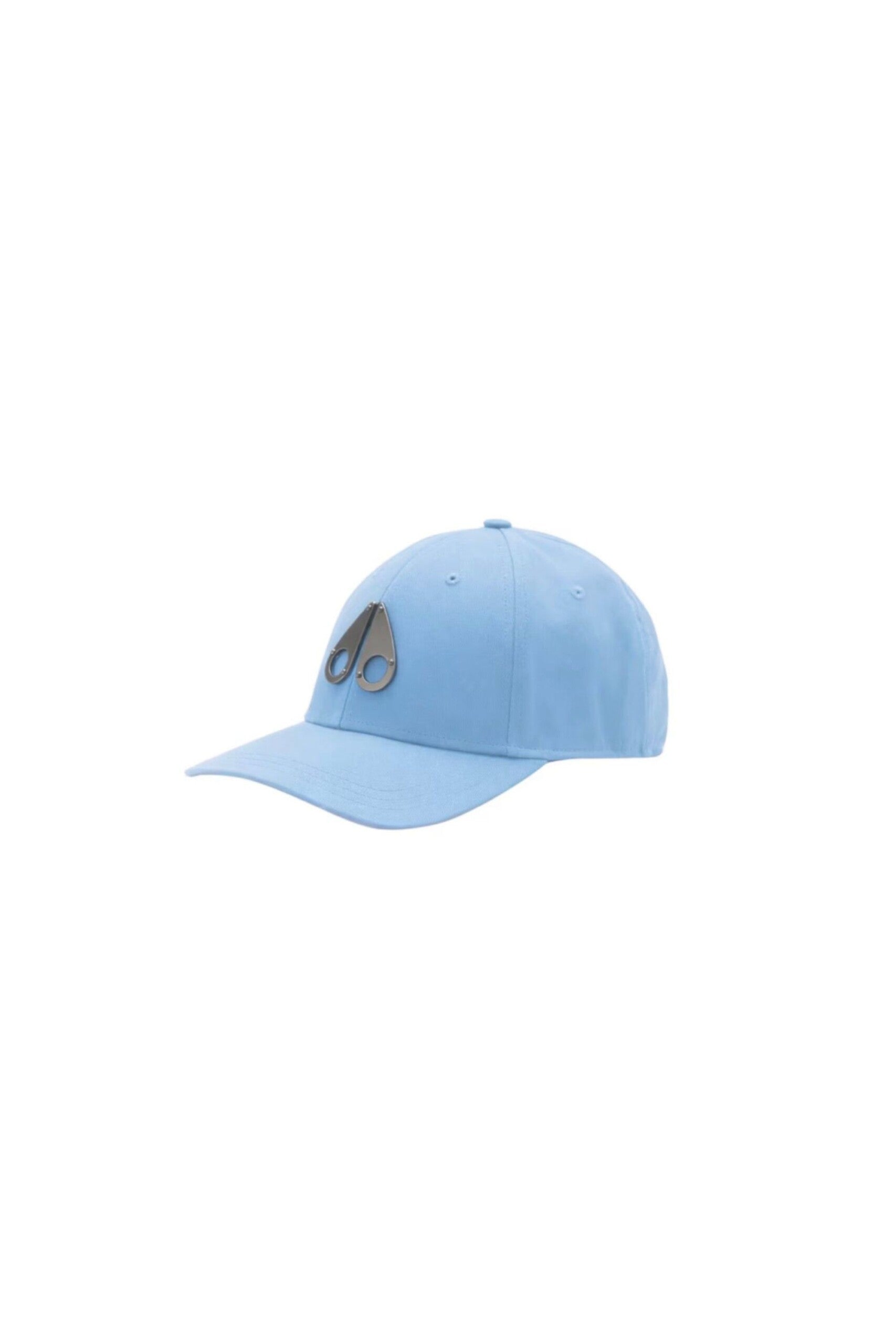 Moose Knuckles Cappello con Placca Logo azzurro vista laterale