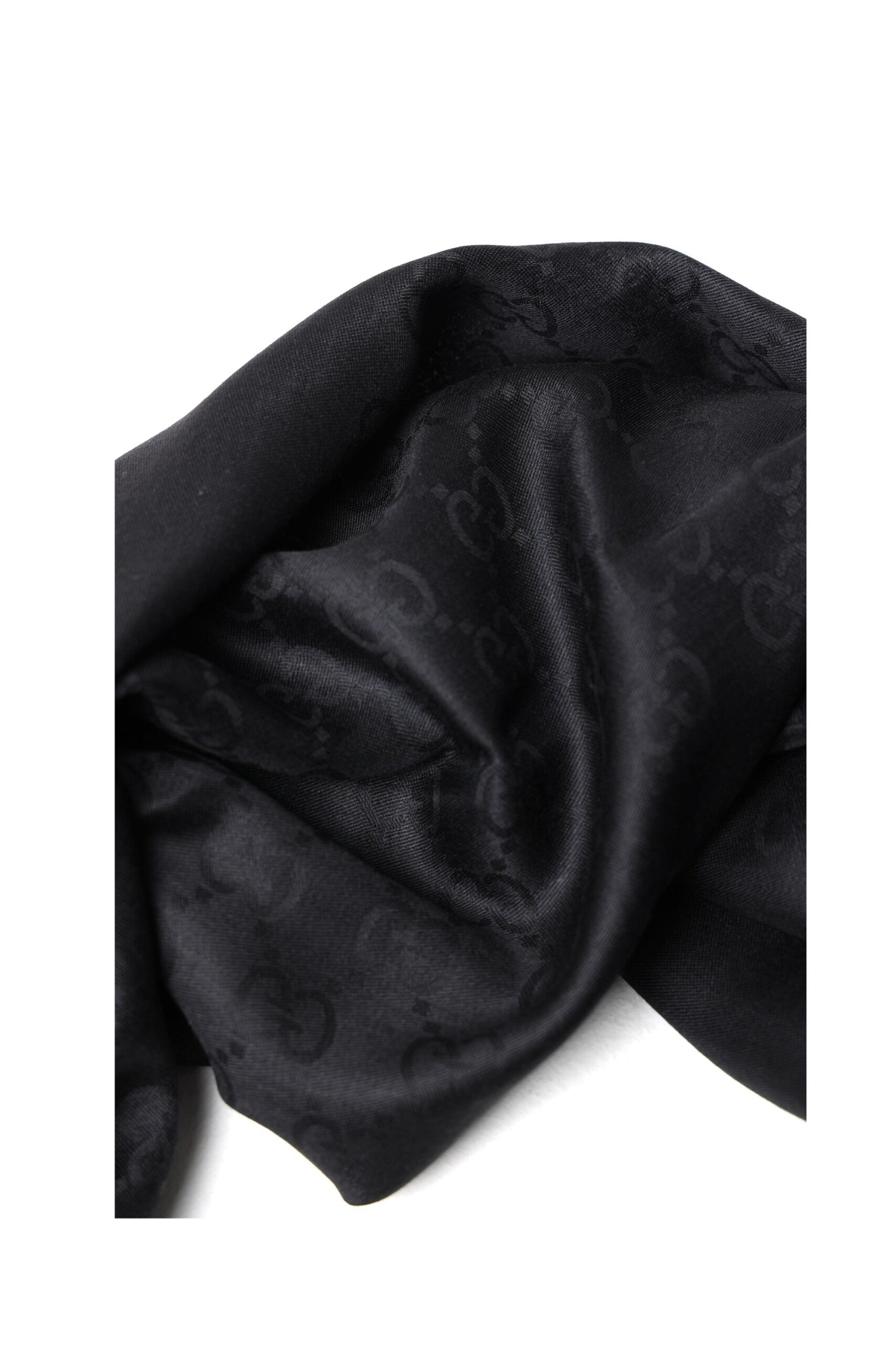 Scialle nero in lana e seta GG jacquard zoom logo