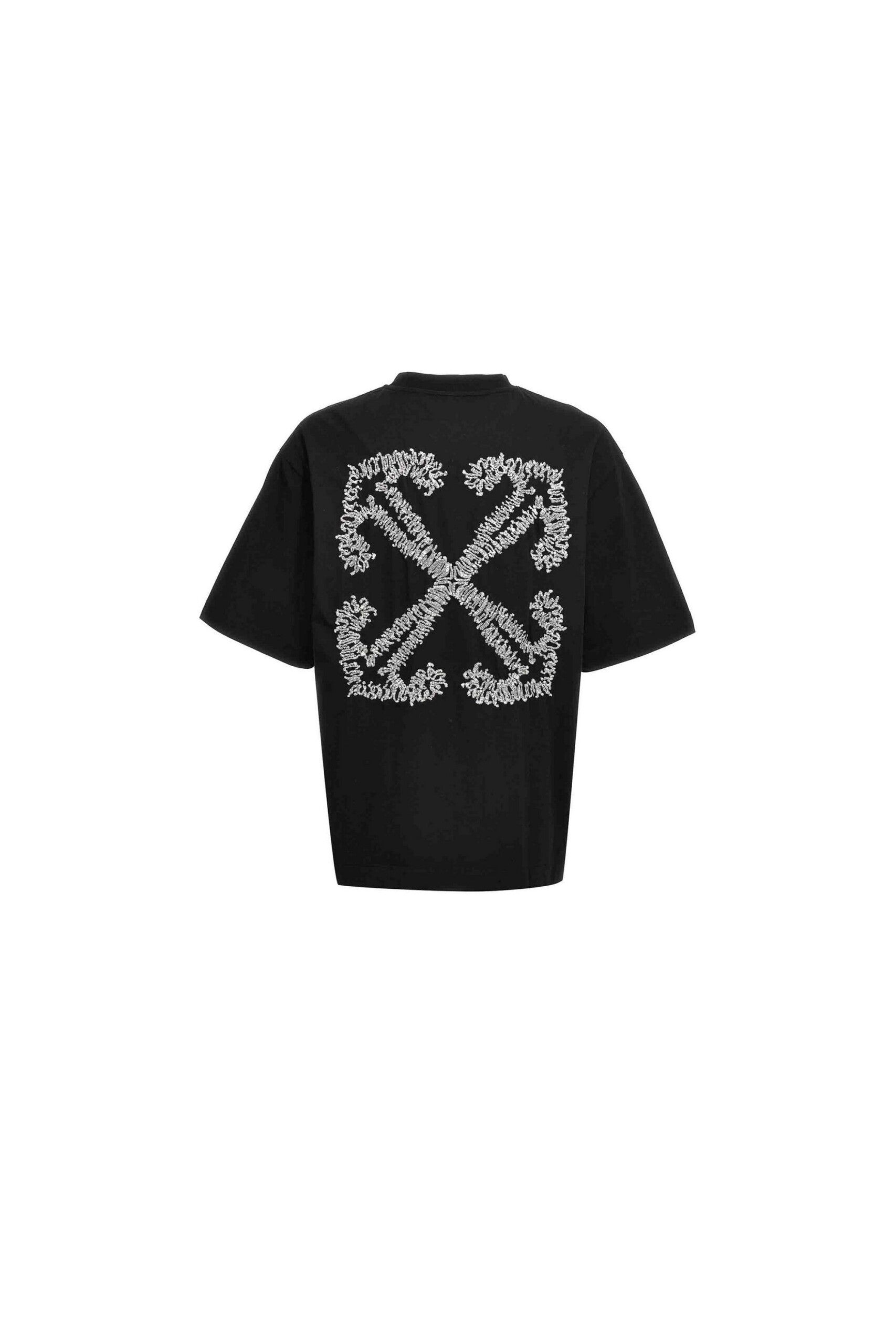 Off White T shirt Tattoo Skate nera vista retro
