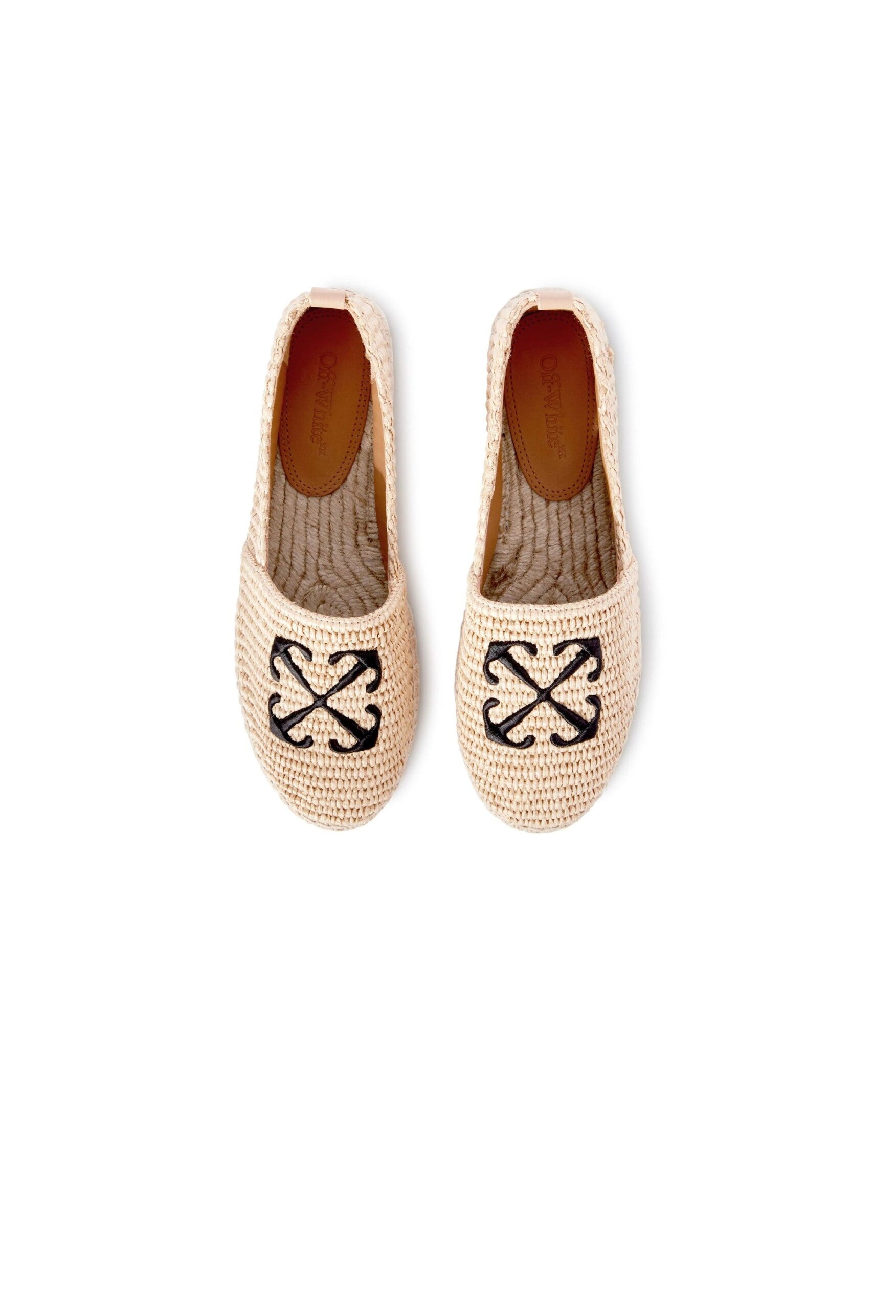 Off White Espadrillas in Rafia con Logo vista alto