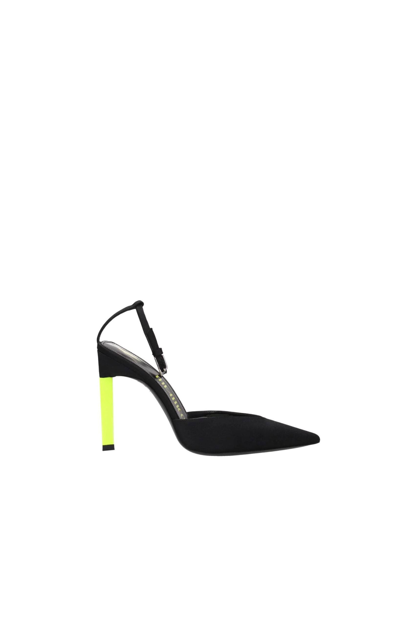 The Attico Sandali Perine Raso Nero/Verde Fluo