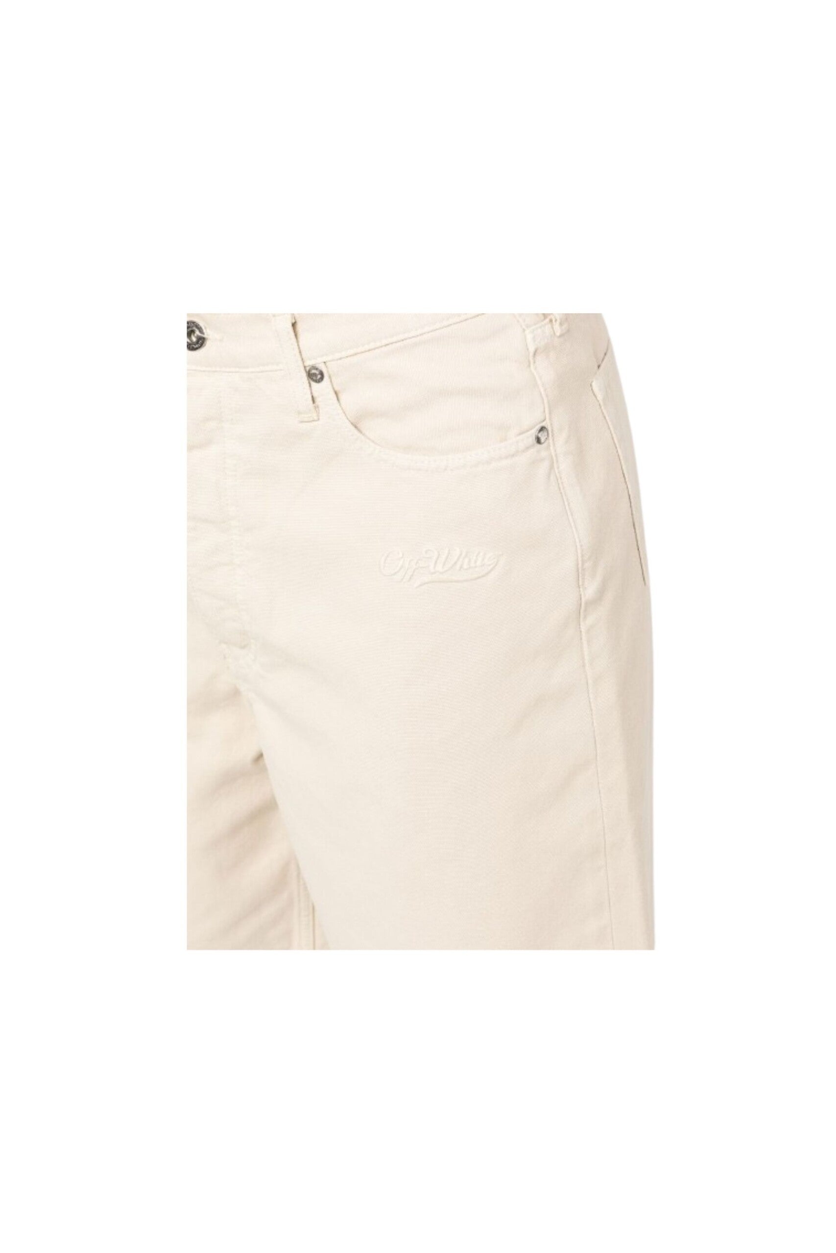 Off White Canvas Shorts con Logo zoom