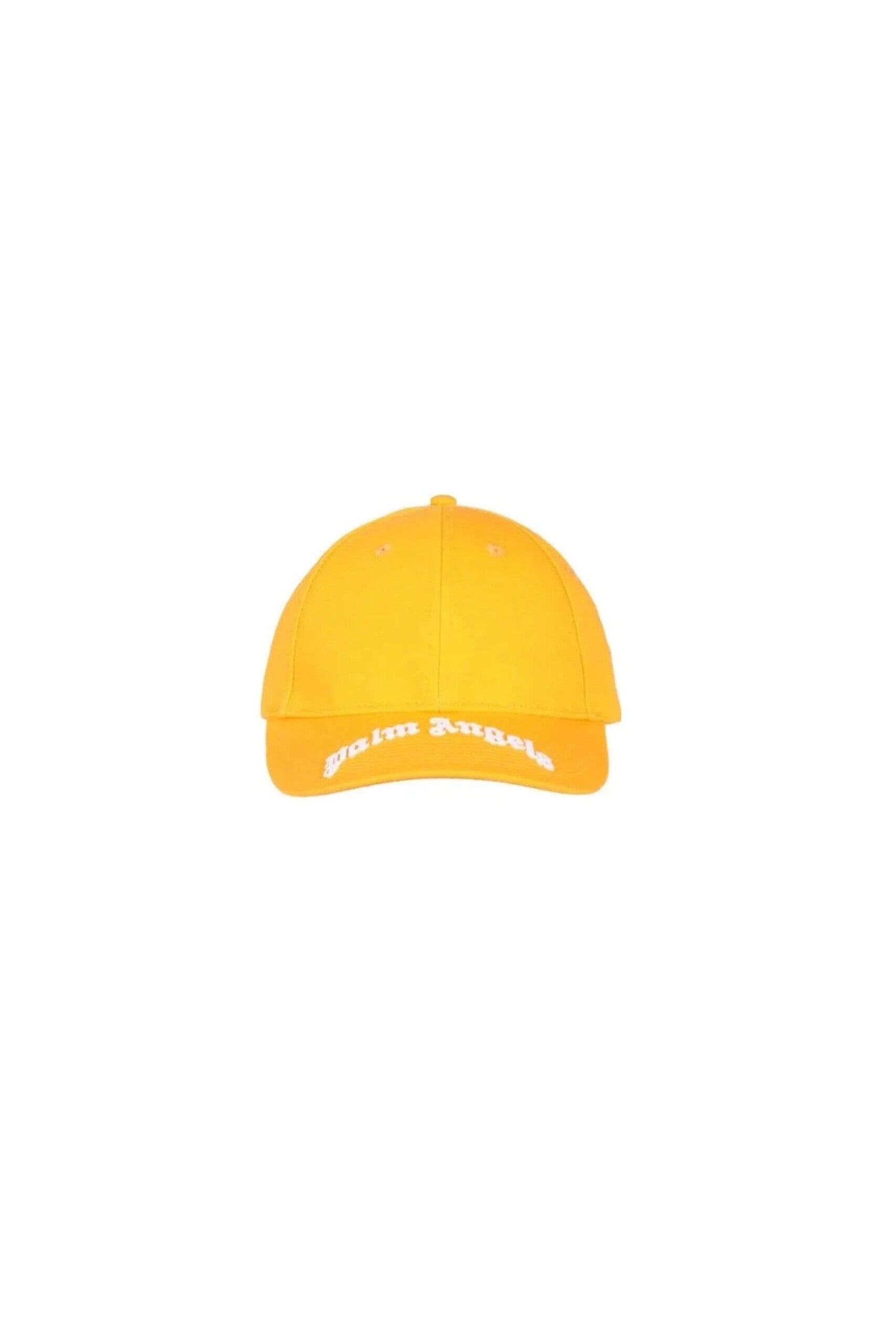 Palm Angels Cappello Curved Logo giallo vista frontale