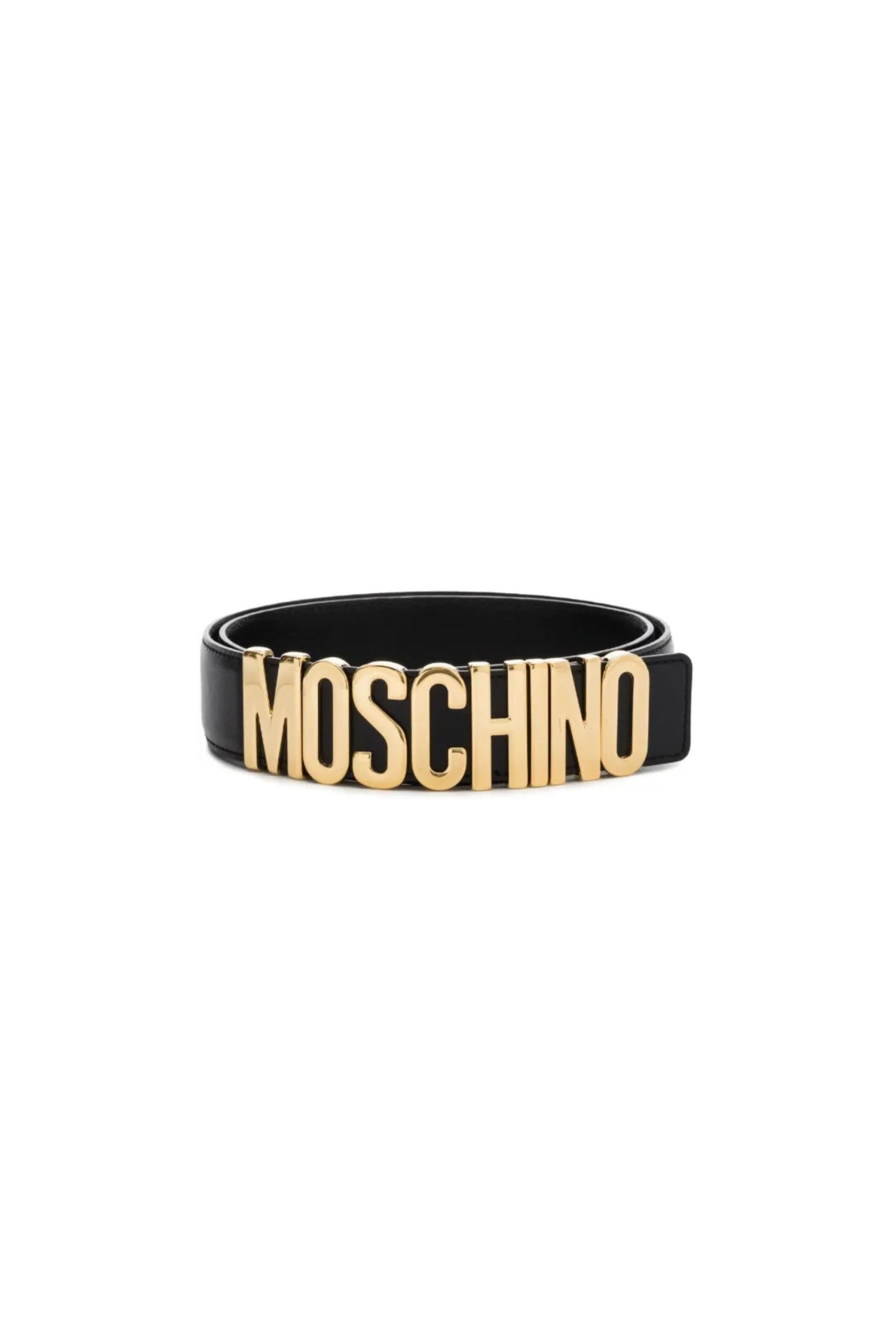 Moschino Cintura con Placca Logo nera vista frontale