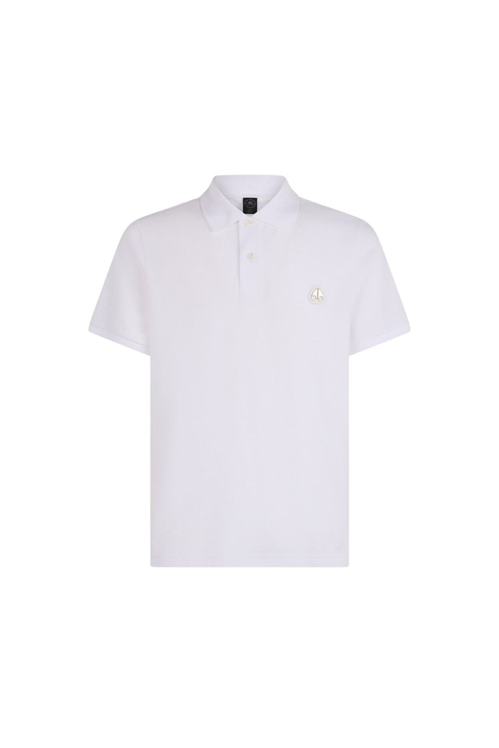 Moose Knuckles Polo con Ricamo bianco su bianco vista frontale