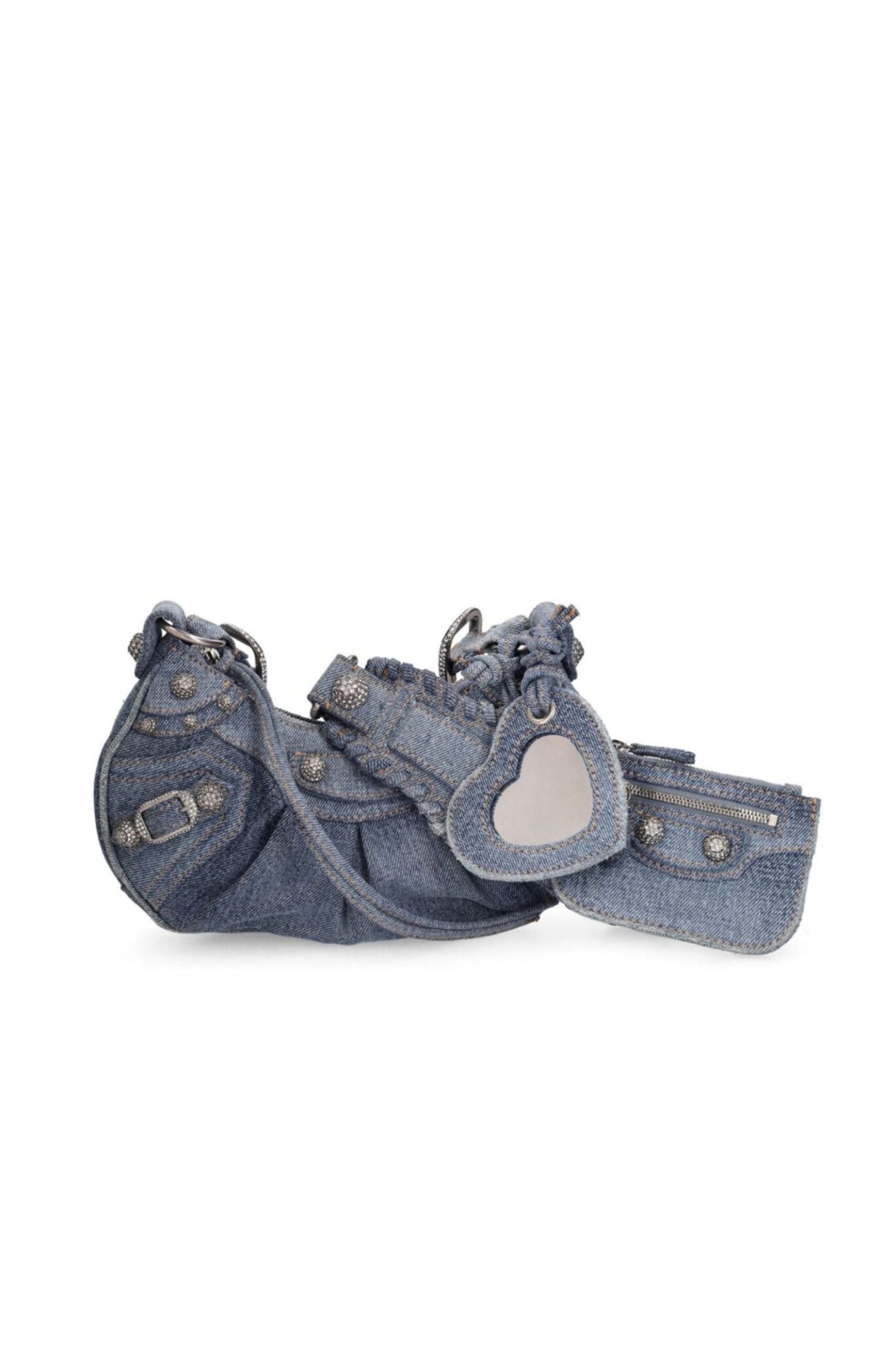 Balenciaga XS Le Cagole Denim Shoulder Bag Blu