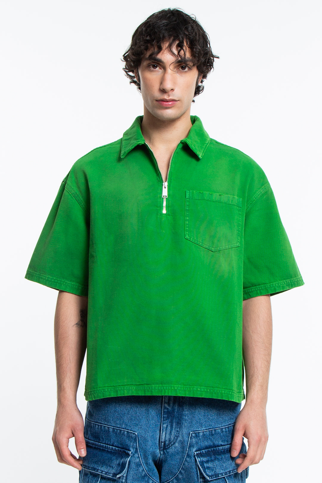 Heron Preston Camicia distress Canvas Zip SS-2