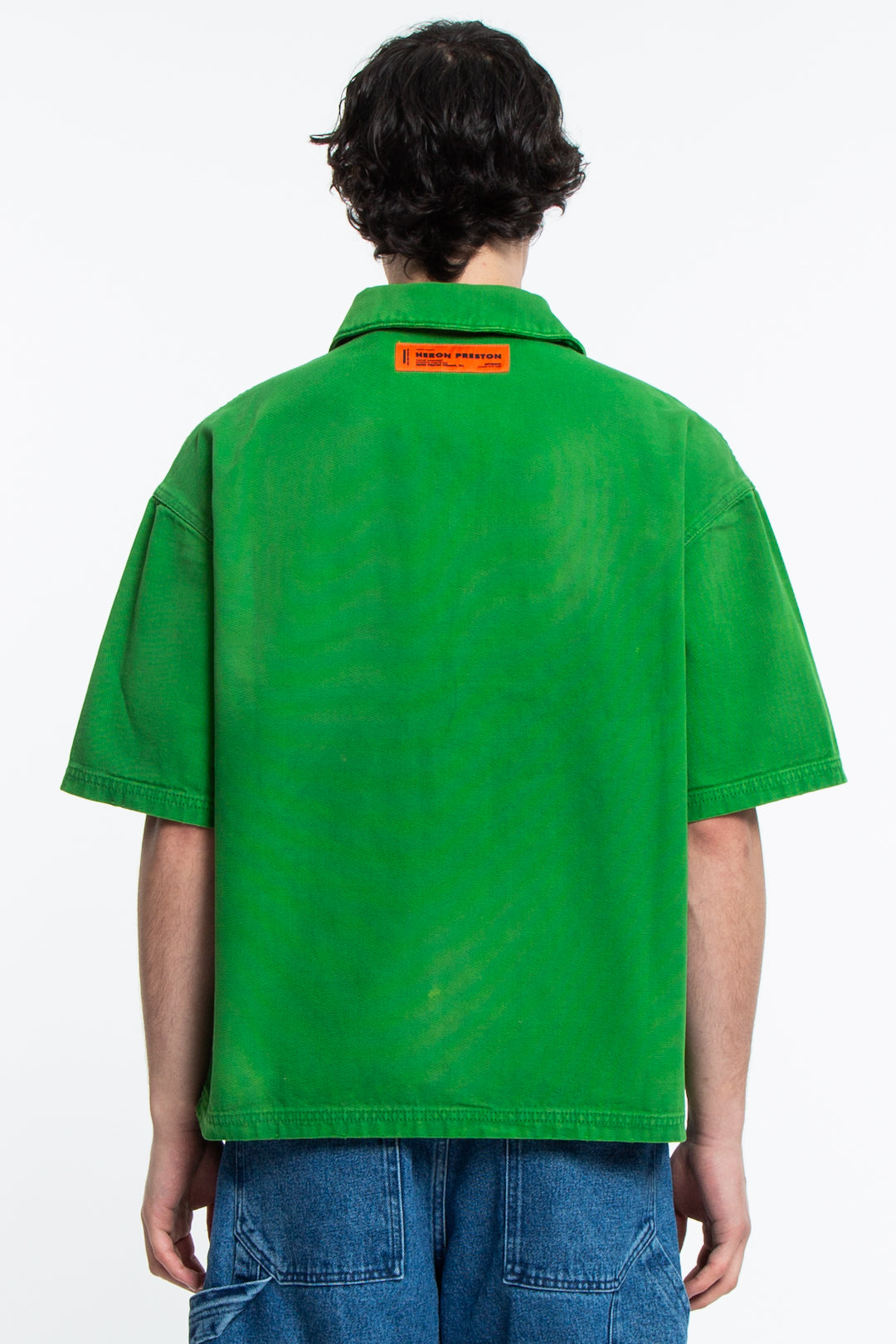 Heron Preston Camicia distress Canvas Zip SS-3