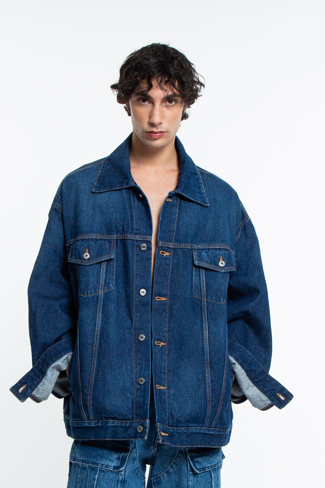 Off White Giacca Arrow In Denim Di Cotone-2