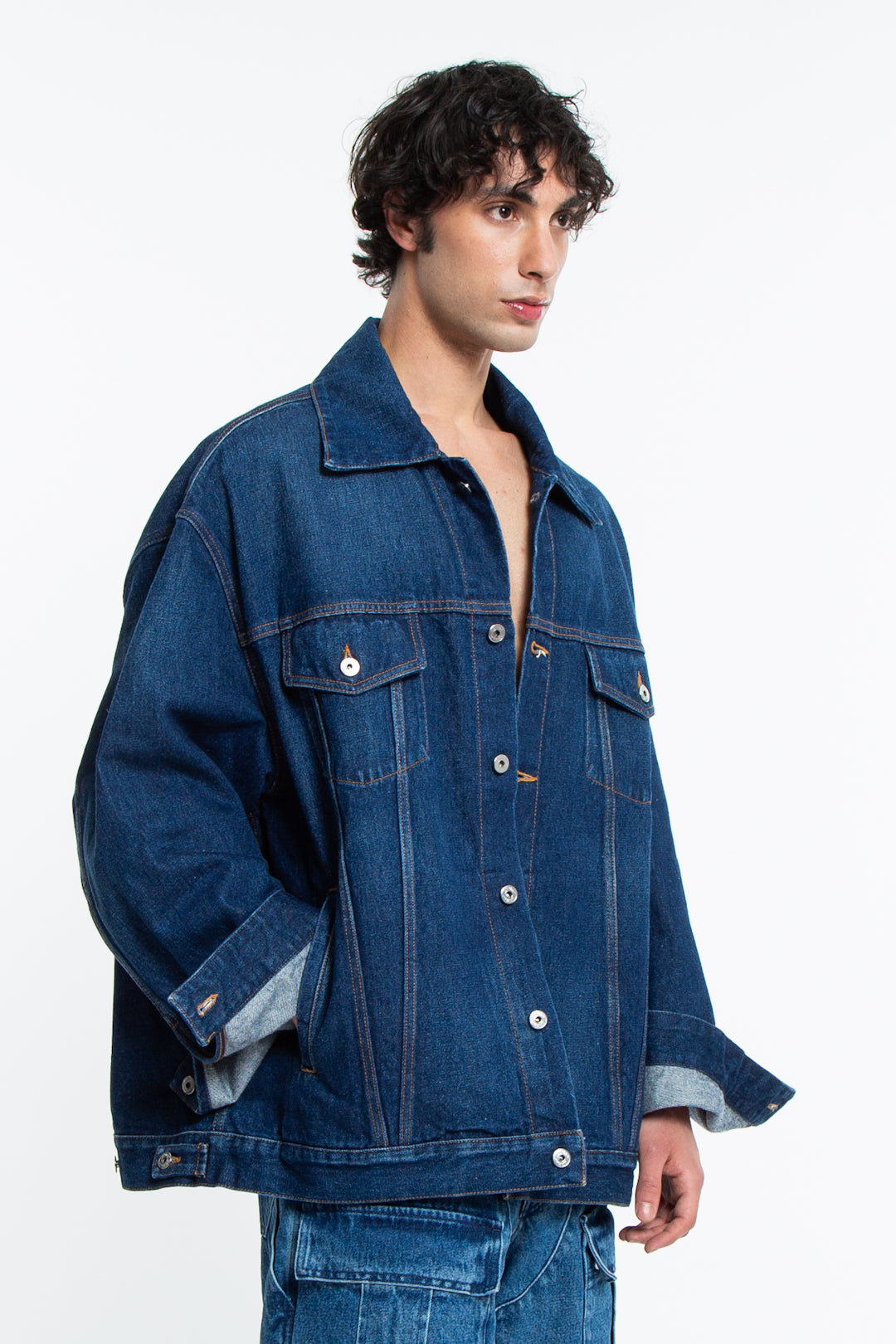 Off White Giacca Arrow In Denim Di Cotone-3