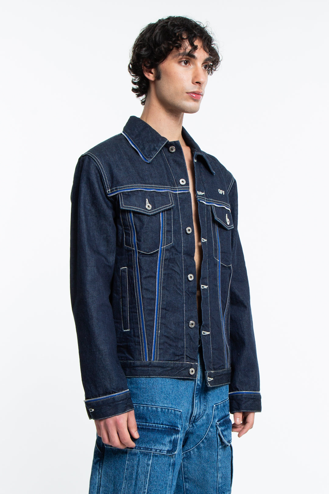 Off White Giacca In Denim Di Cotone-2