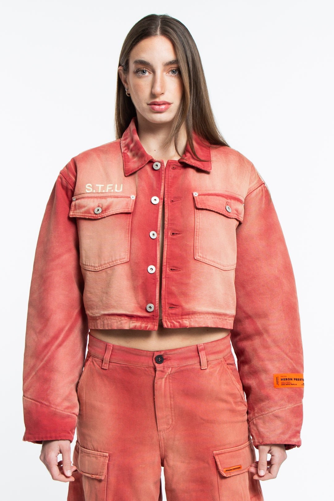 Heron Preston Distressed Canvas Jacket Red-2