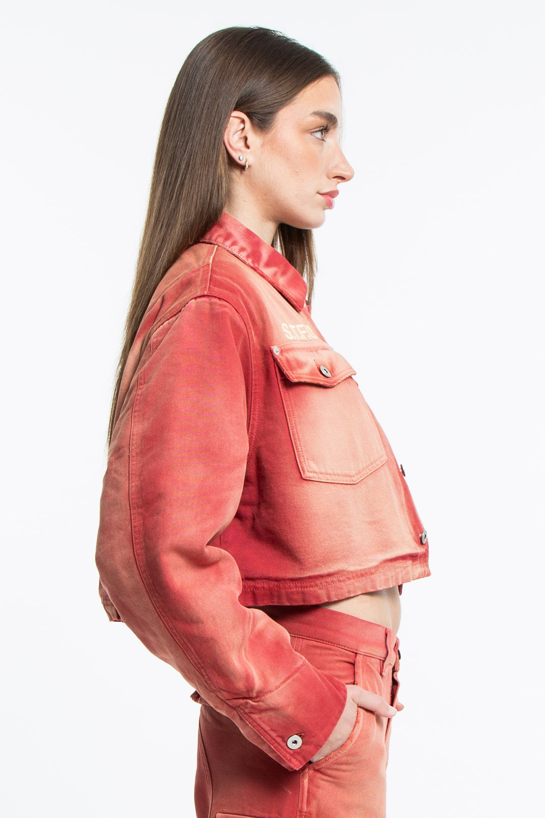 Heron Preston Distressed Canvas Jacket Red-3