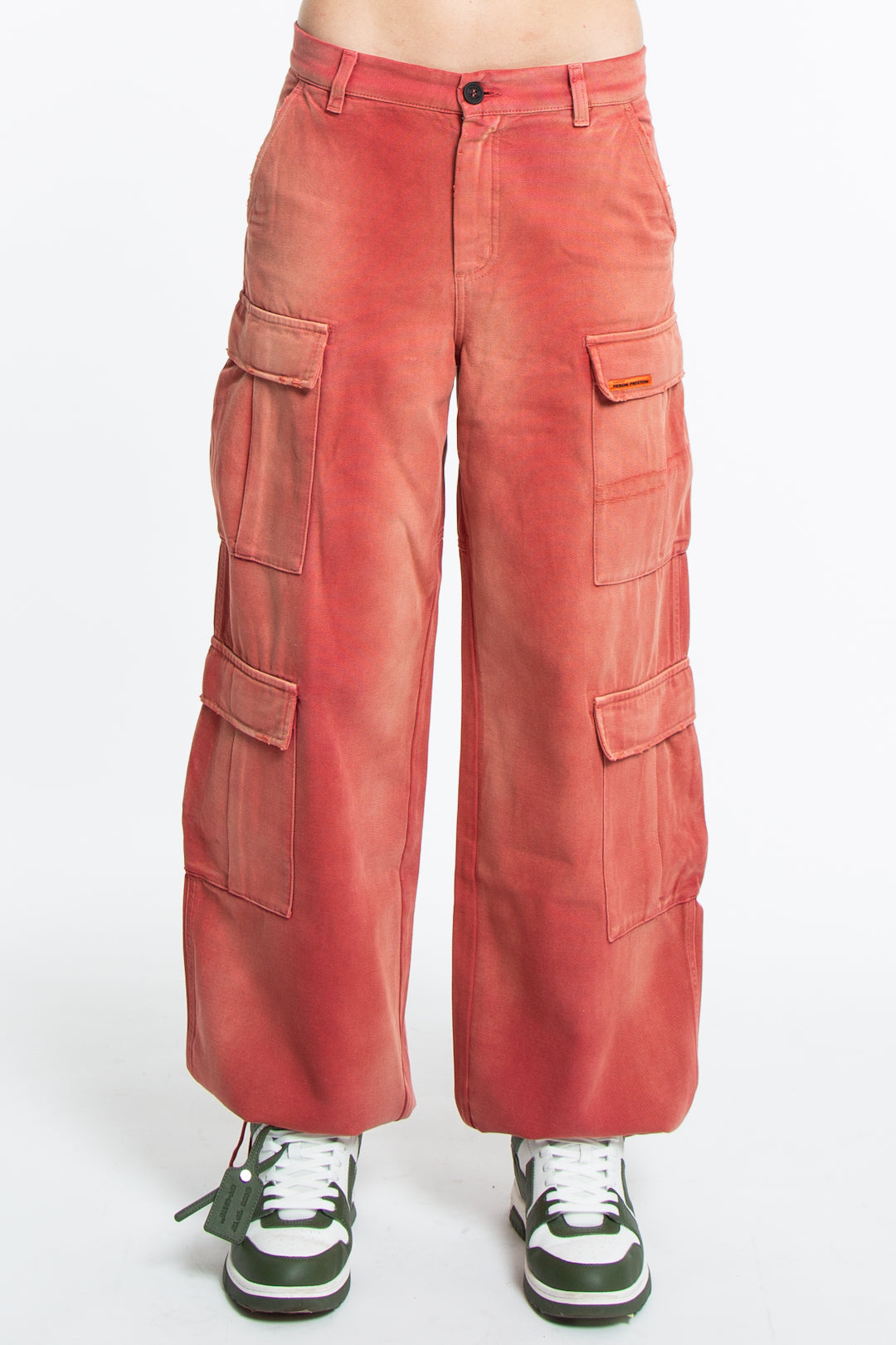 Heron Preston Distressed Canvas Pants Red-2