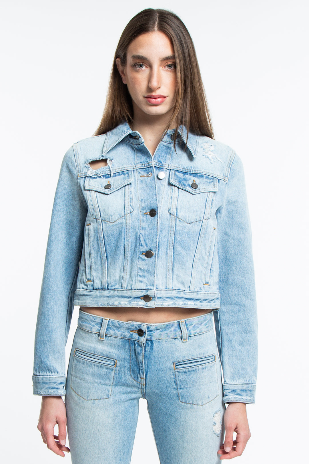 Palm Angels Giacca In Denim Effetto Schiarito-2