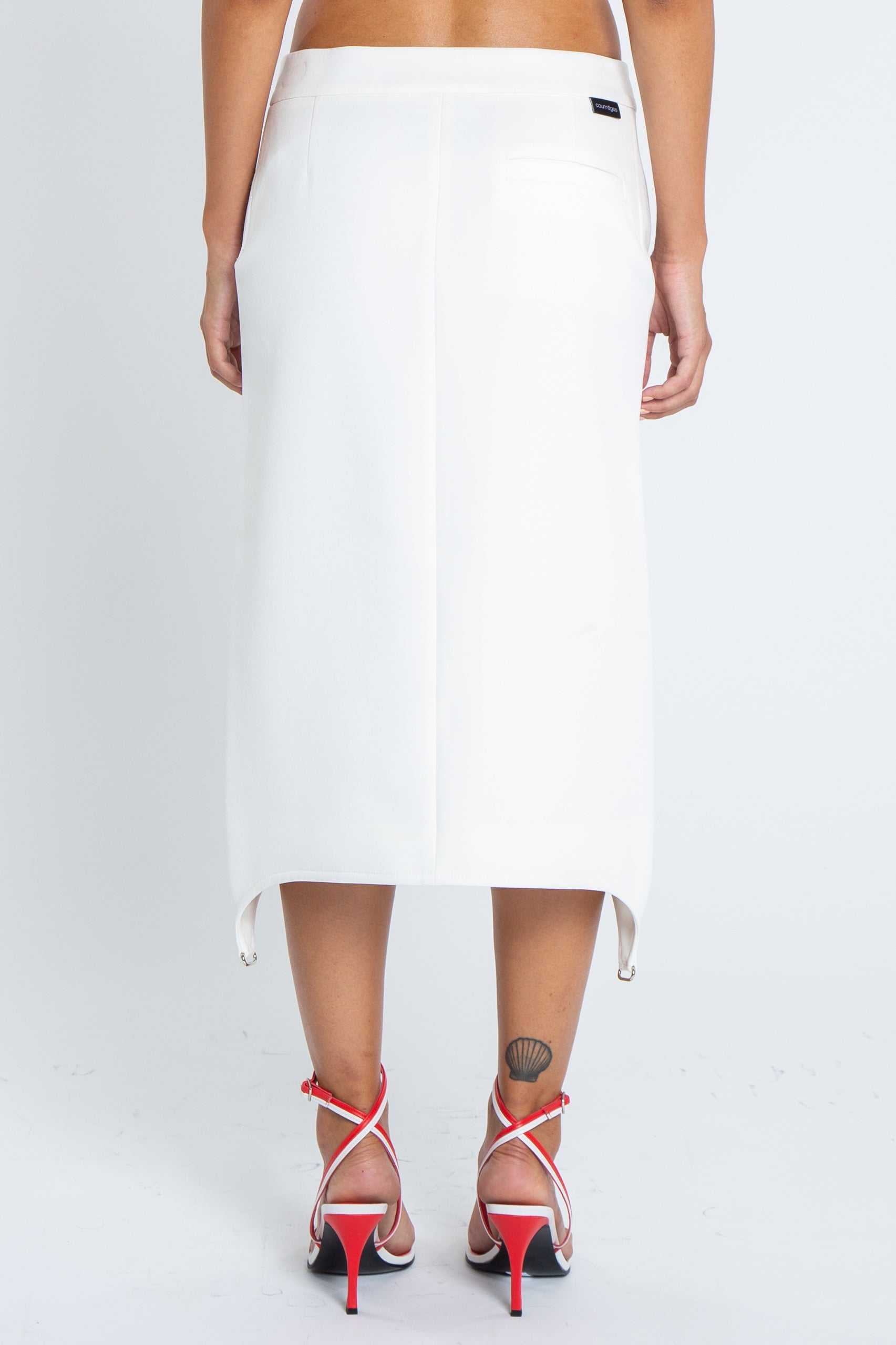 Courrèges Gonna midi con bretelle-3