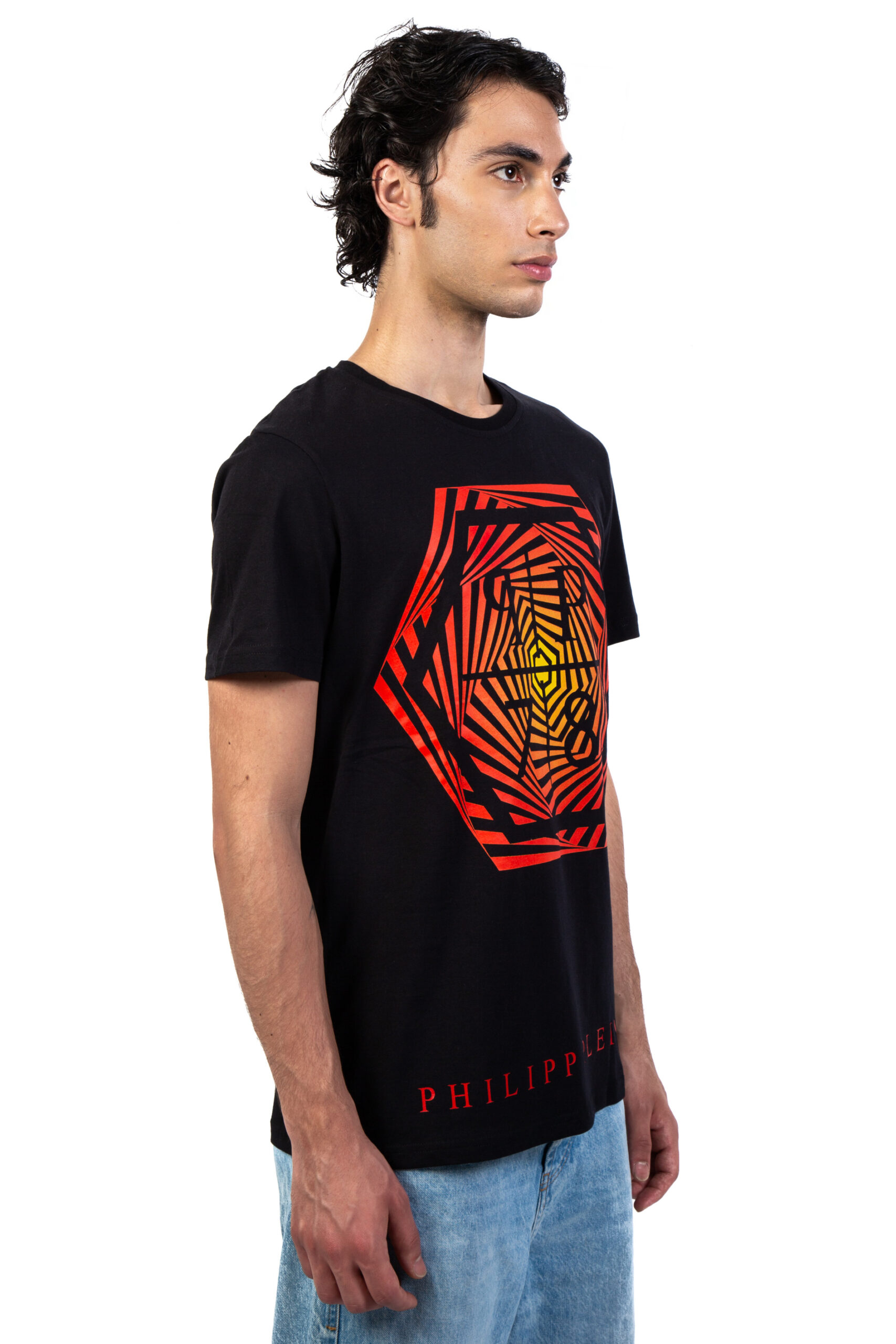 Philipp Plein T Shirt Con Logo vista laterale