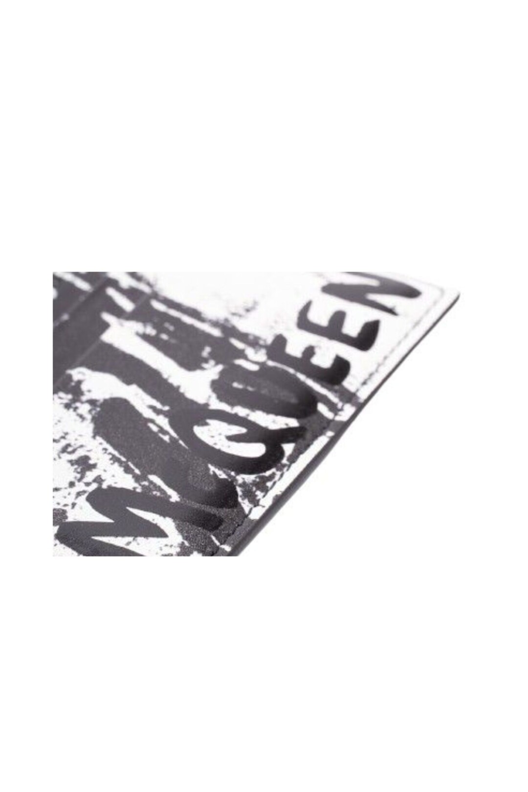 Alexander McQueen Portacarte nero/bianco in pelle con logo - immagine 3